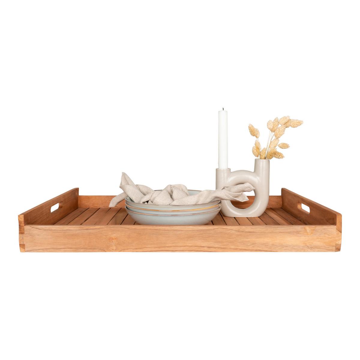 Serviertablett-set Faro Teakfarben B: 38 Cm - Teakfarben, Design, Holz (38/7/58cm)
