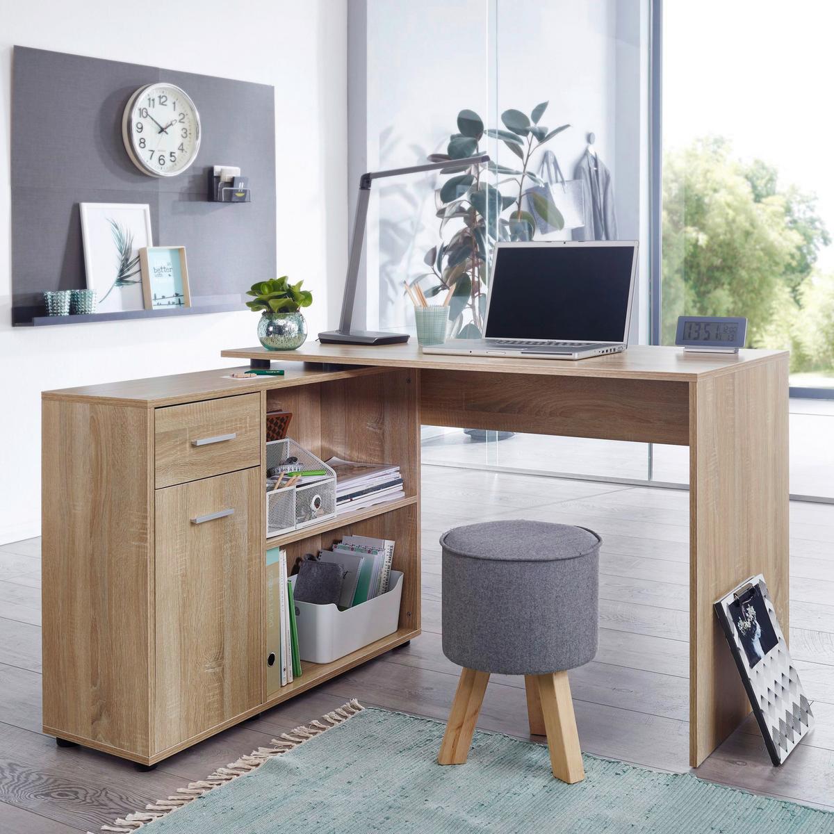 Schreibtischkombination B 120  H 75,5 Wohnling Eiche - Sonoma Eiche, MODERN, Holzwerkstoff (106,5/120/75,5cm) - MID.YOU