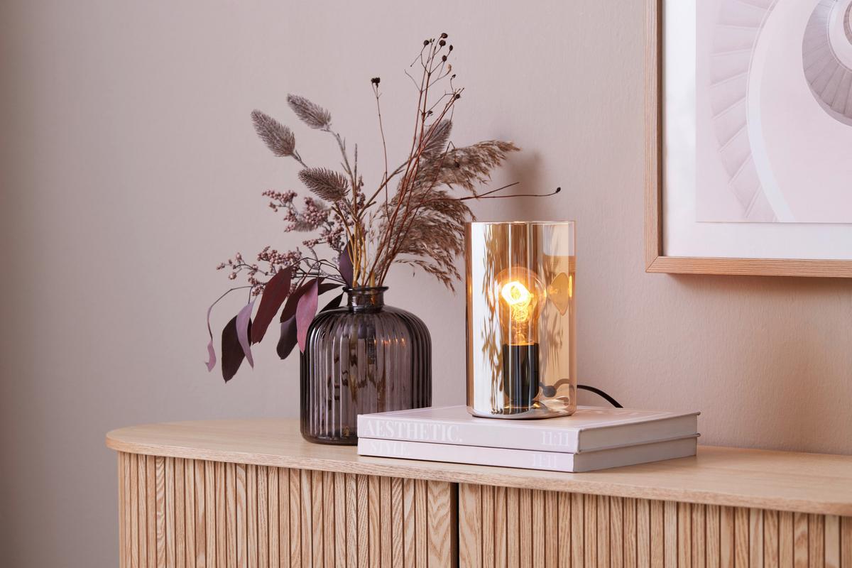 STOLNÁ LAMPA AMBER - čierna/jantárová, Modern, plast/sklo (10/10/20cm) - Mömax