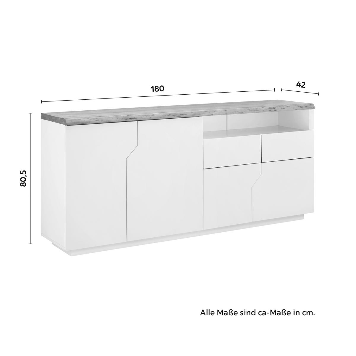 Komoda CARLOS - biela/farba duba, Modern, drevo (180/80,5/42cm) - Modern Living