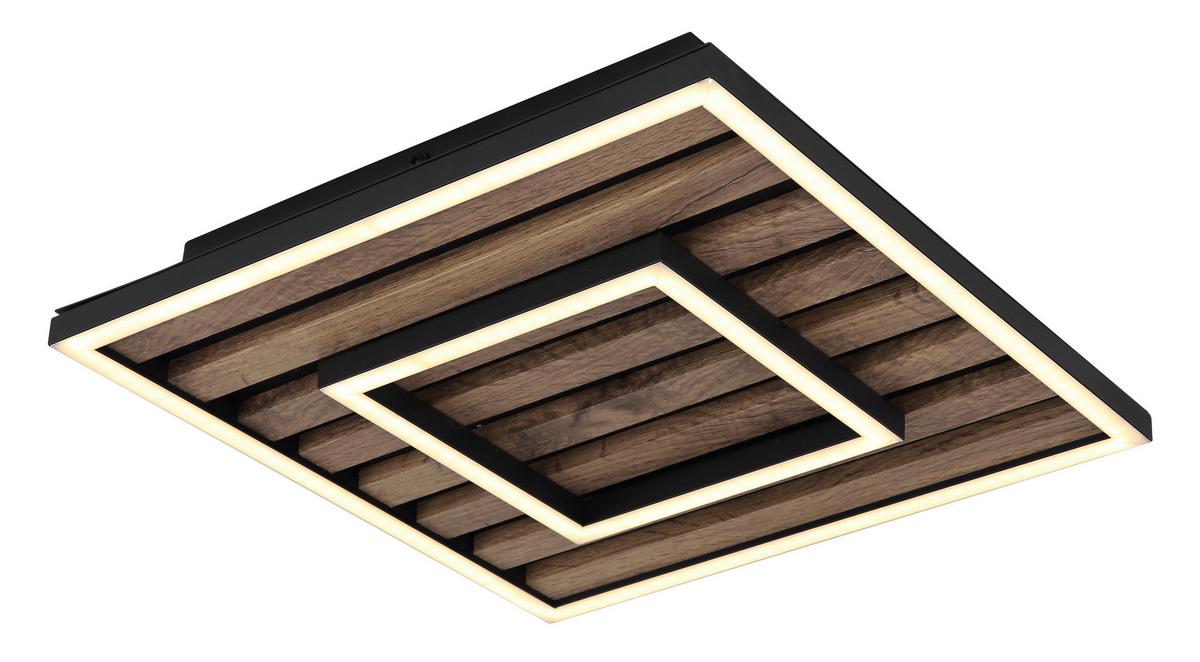 Led Mennyezeti Lámpa 67345d Woody - sötétbarna/fekete, Natur, műanyag/faalapú anyag (30/30/6cm) - Globo