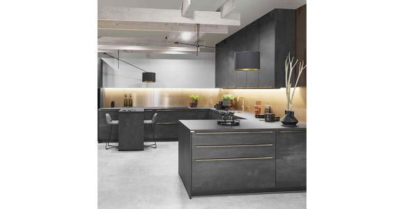 Einbauküche Schwarzbeton Planbar In Schwarzbeton - Dunkelgrau/Schwarz, MODERN, Holzwerkstoff - Vertico