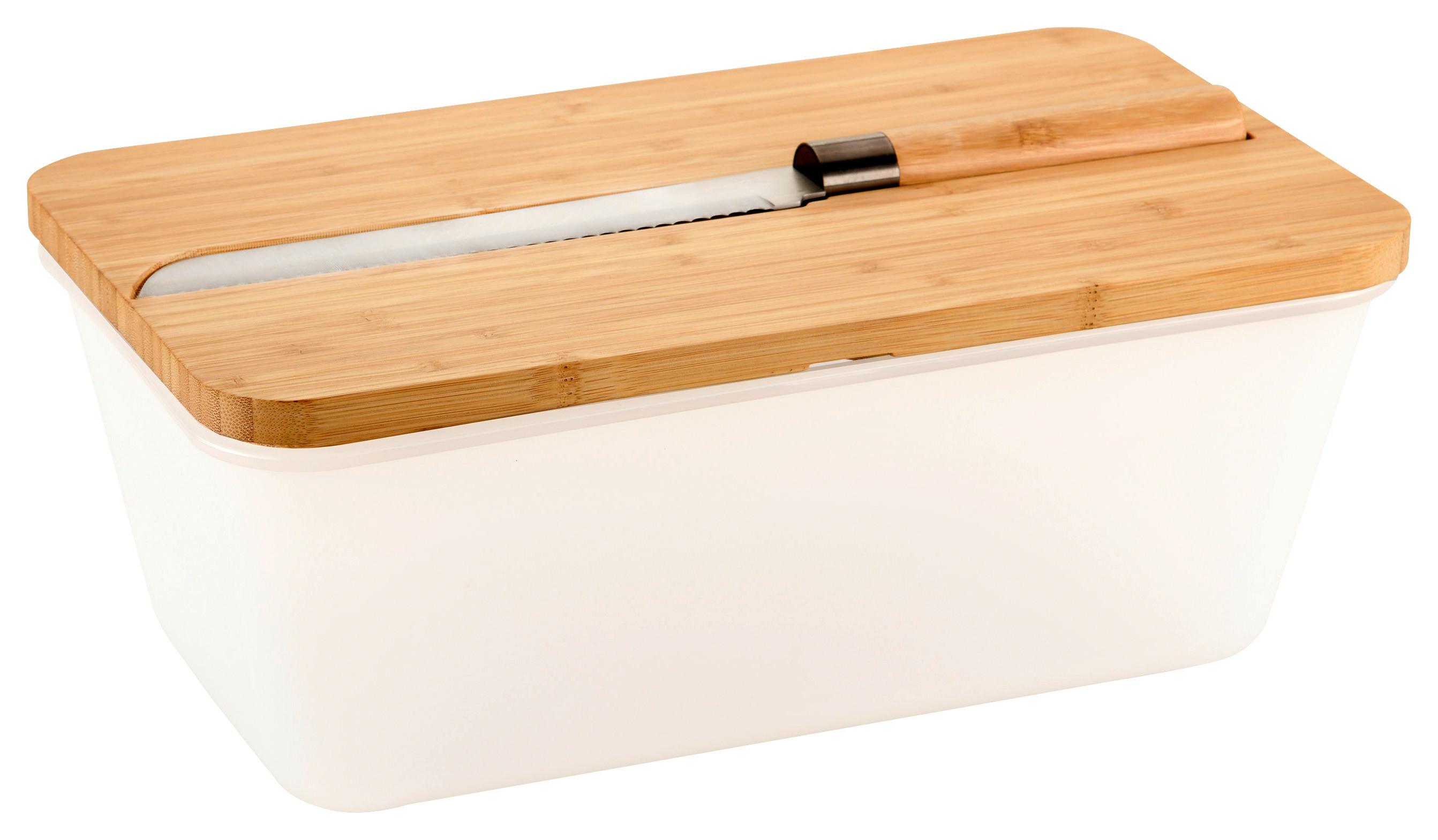 Brotbox Transparent mit Messer - Hellbraun/Transparent, Basics, Holz/Kunststoff (34,8/20/15,5cm) - Kesper