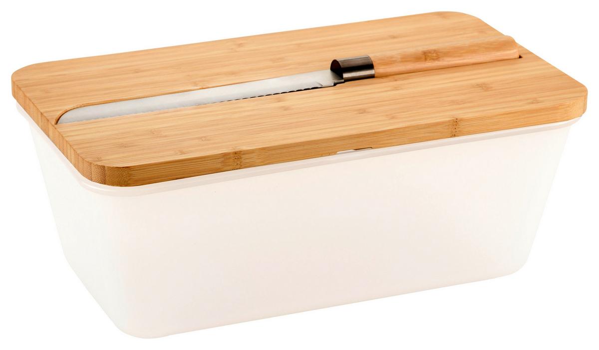 Brotbox Transparent mit Messer - Hellbraun/Transparent, Basics, Holz/Kunststoff (34,8/20/15,5cm) - Kesper