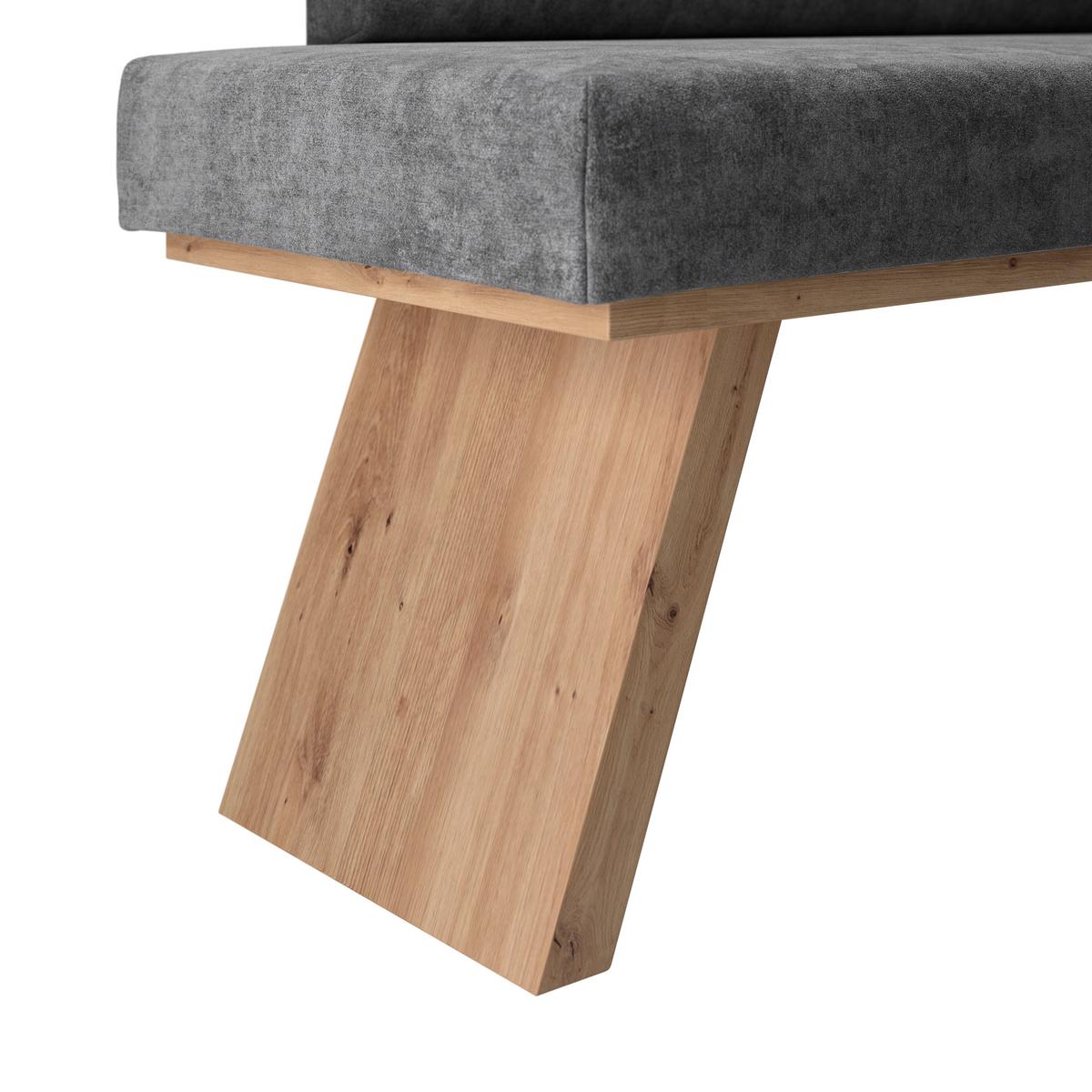 Eckbank Emma Ii Webstoff Schwarz, B: 185 Cm - Eichefarben/Schwarz, KONVENTIONELL, Holzwerkstoff/Textil (185/150cm)