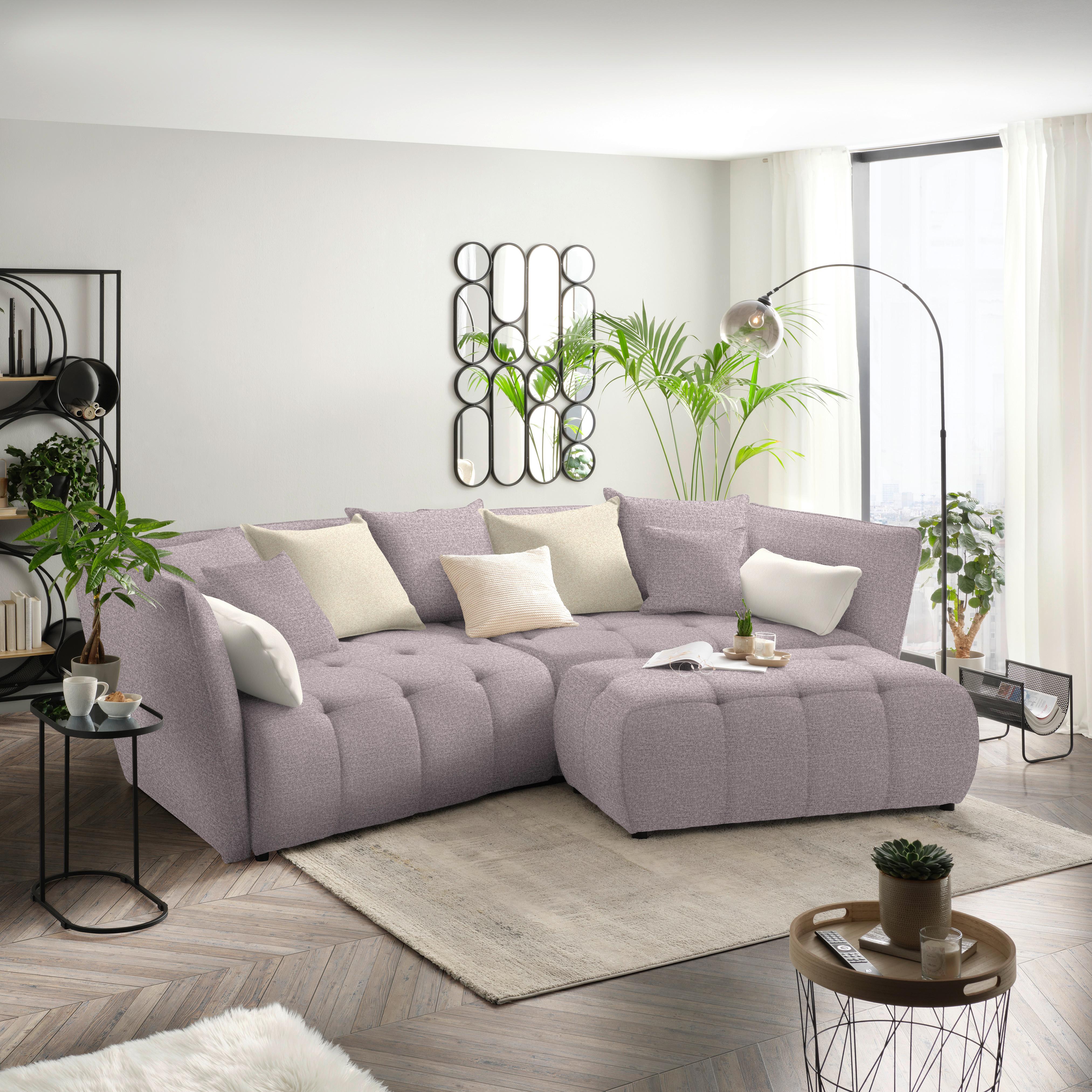 Boxspringová pohovka SOFI, šeříková, krémová - černá/krémová, Moderní, textil (294/93/152cm) - Premium Living
