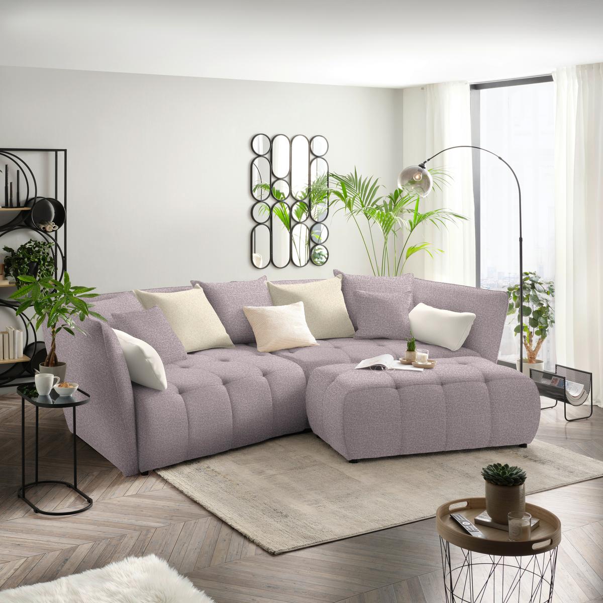 Boxspringová pohovka SOFI, šeříková, krémová - černá/krémová, Moderní, textil (294/93/152cm) - Premium Living