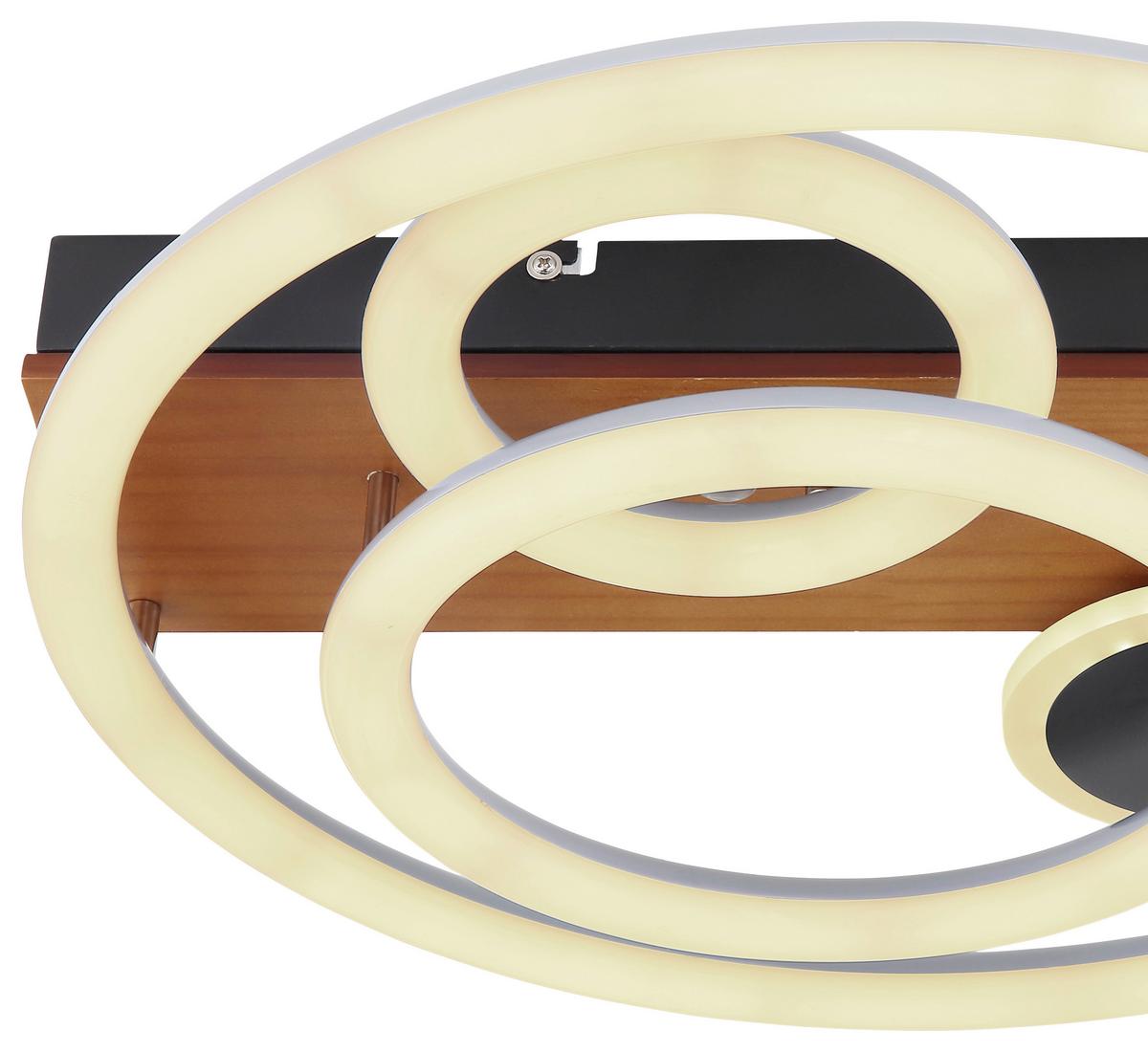 Led-deckenleuchte Darryl - Opal/Schwarz, Design, Holz/Kunststoff (48/11cm) - Globo