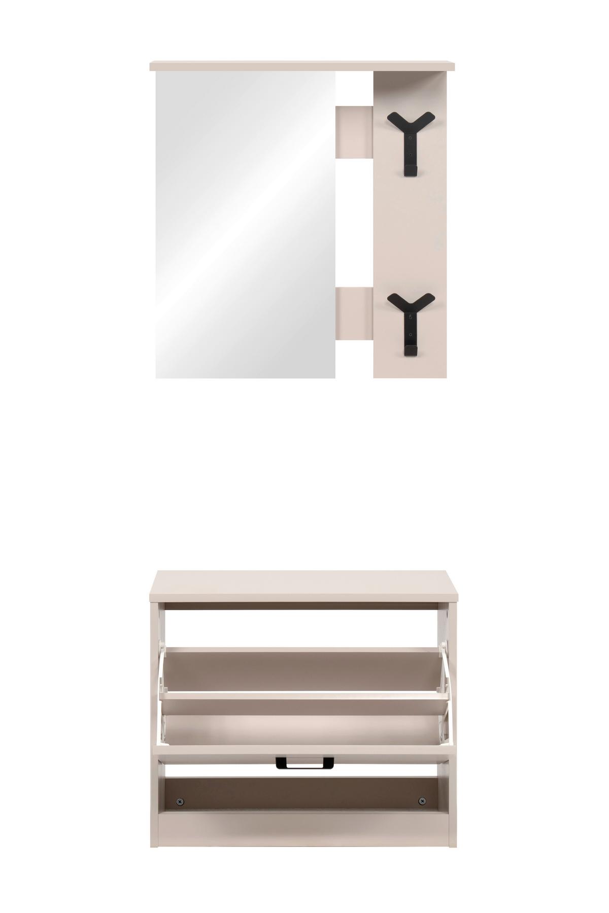 Garderobe Limone Beige B: 56cm - Beige, Design, Glas/Holzwerkstoff (56/180/24,5cm)