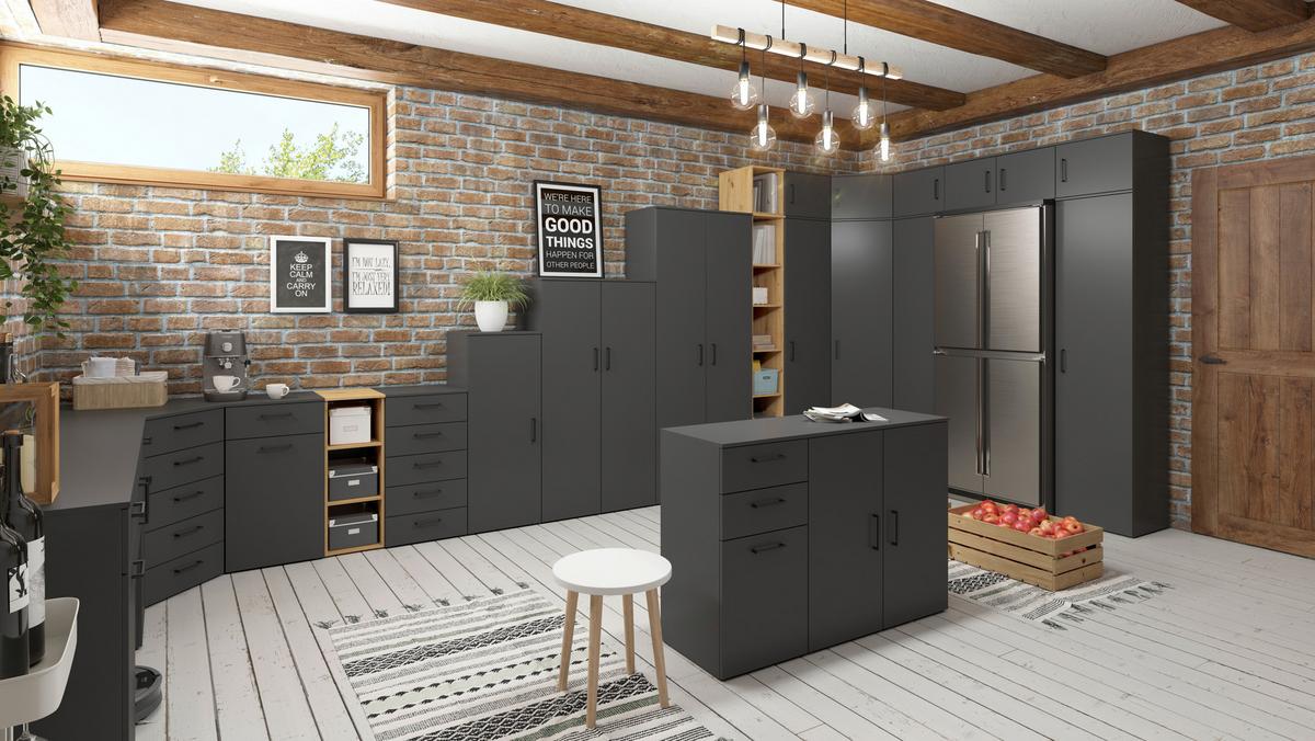 Komód Multistauraum - grafitszürke, Modern, faalapú anyag (80/83/52cm) - Carryhome