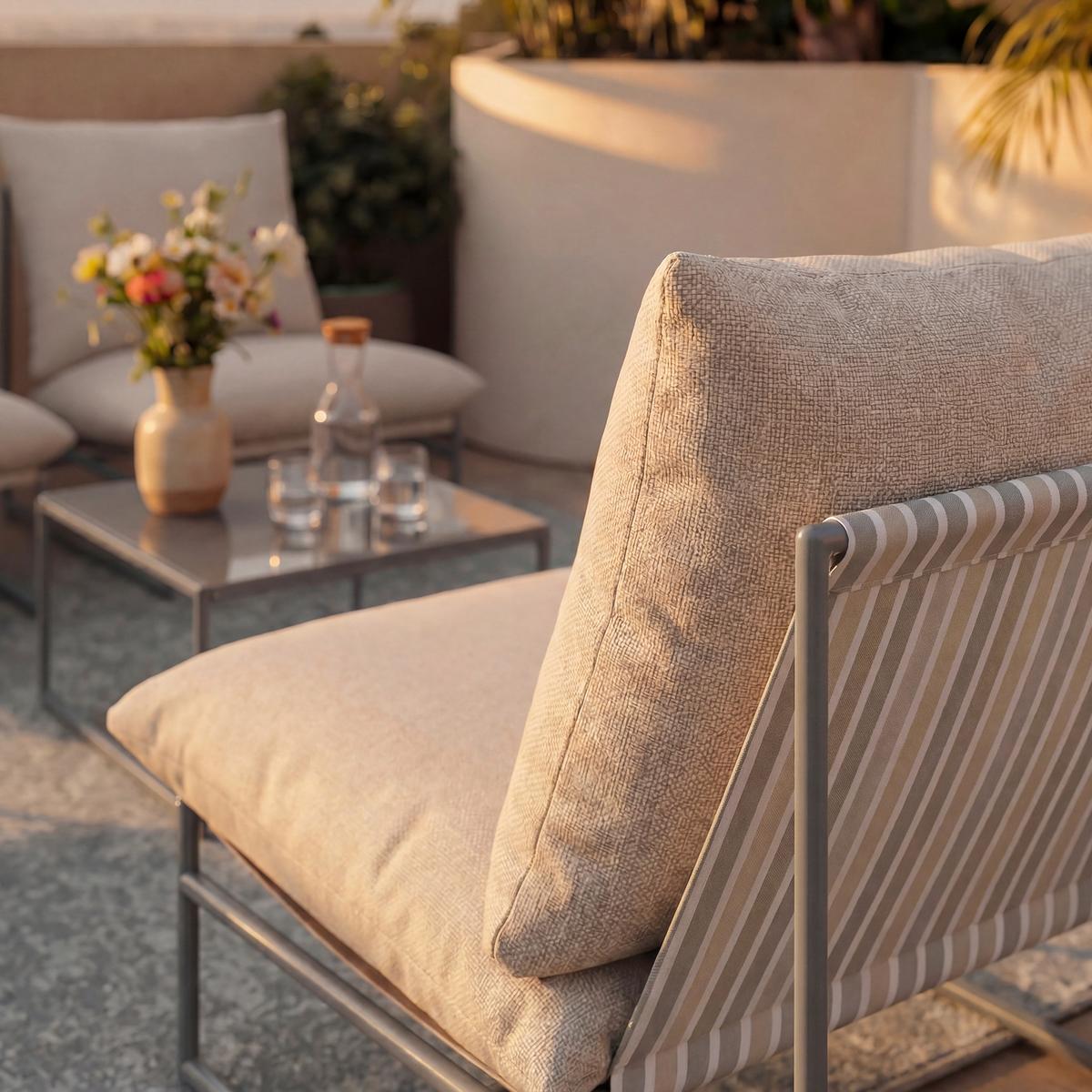 SADA NA BALKON LINO - krémová/tmavě šedá, Moderní, kov/textil - Bessagi Garden