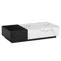 Couchtisch in Marmoroptik mit 2 Schubladen - Schwarz/Weiß, Design, Holzwerkstoff (120/60/28cm) - Livetastic