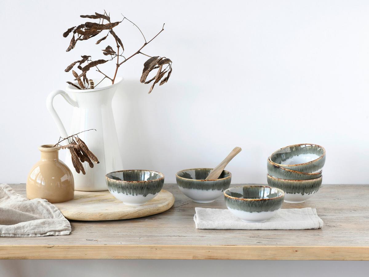 Dipschalenset 6 -Teilig. Cascade Steinzeug: Weiß/Grau - Weiß/Grau, Design, Keramik - Creatable