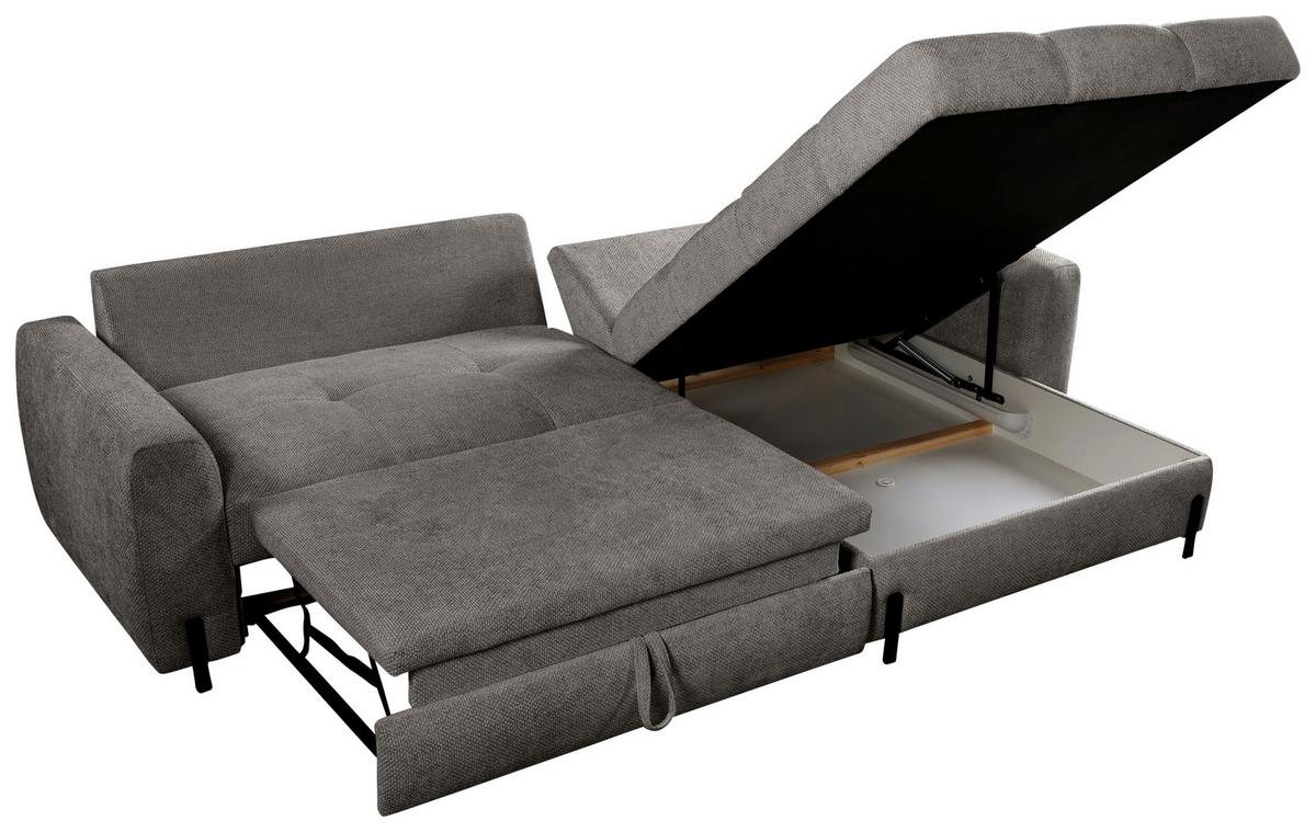 Ecksofa Naomi Graubraun/schwarz, 265 Cm - Graubraun/Schwarz, Design, Textil (265/162cm) - MID.YOU