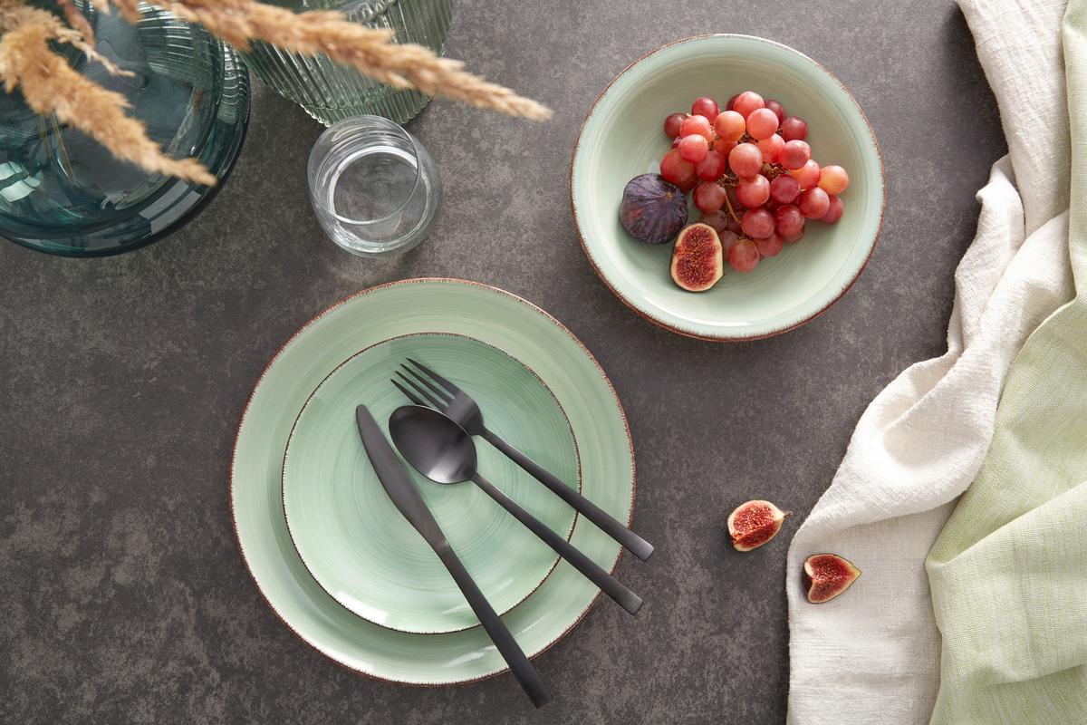 Tafelservice Lionel Steinzeug für 6 Personen, Geschirr Set - Grün, MODERN, Keramik - Luca Bessoni