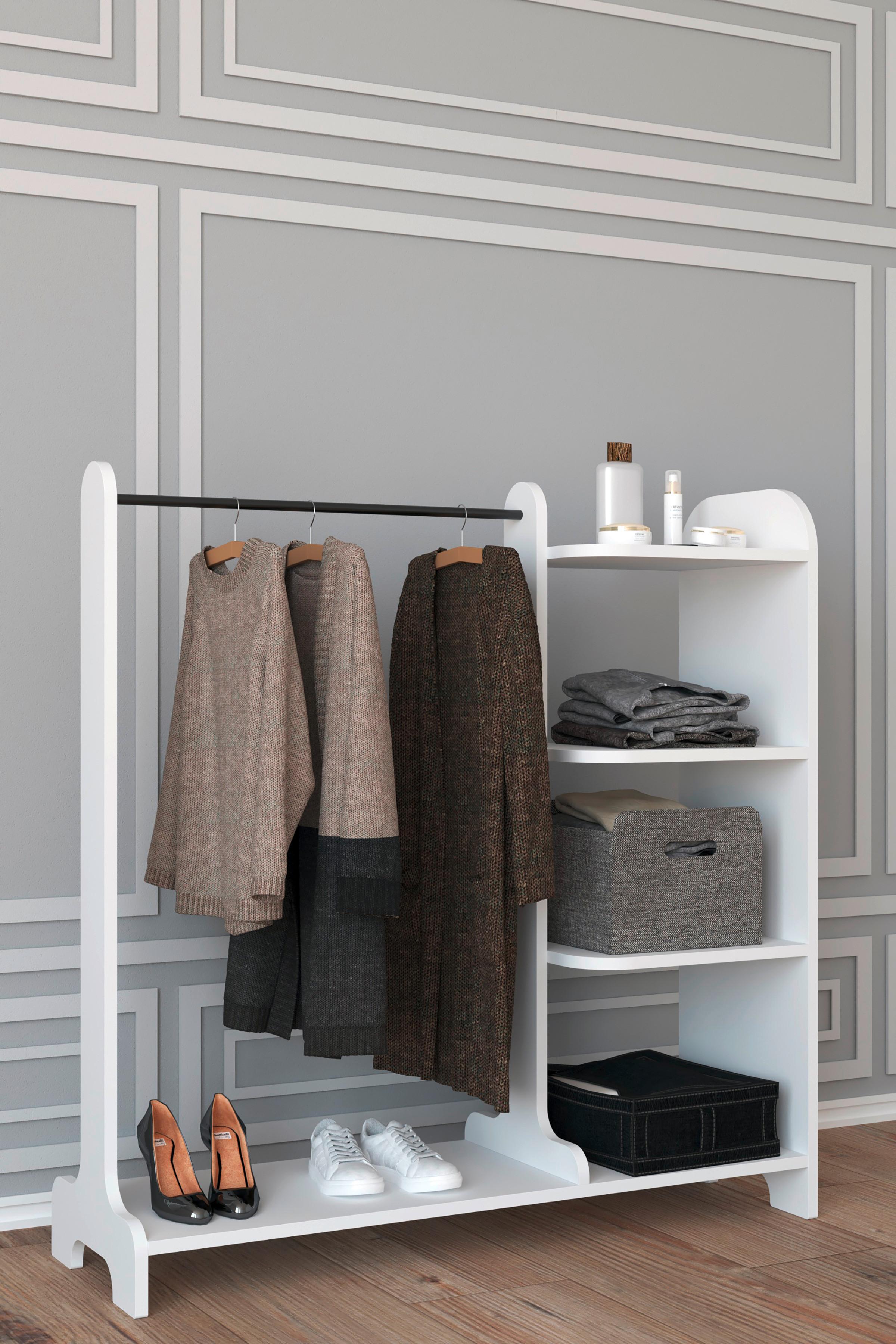 Garderobe Lempu Weiß - Weiß, MODERN, Holzwerkstoff (106/110/35cm) - MID.YOU