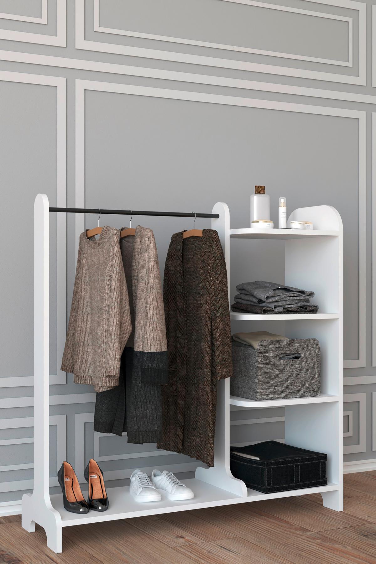 Garderobe Lempu Weiß - Weiß, MODERN, Holzwerkstoff (106/110/35cm) - MID.YOU