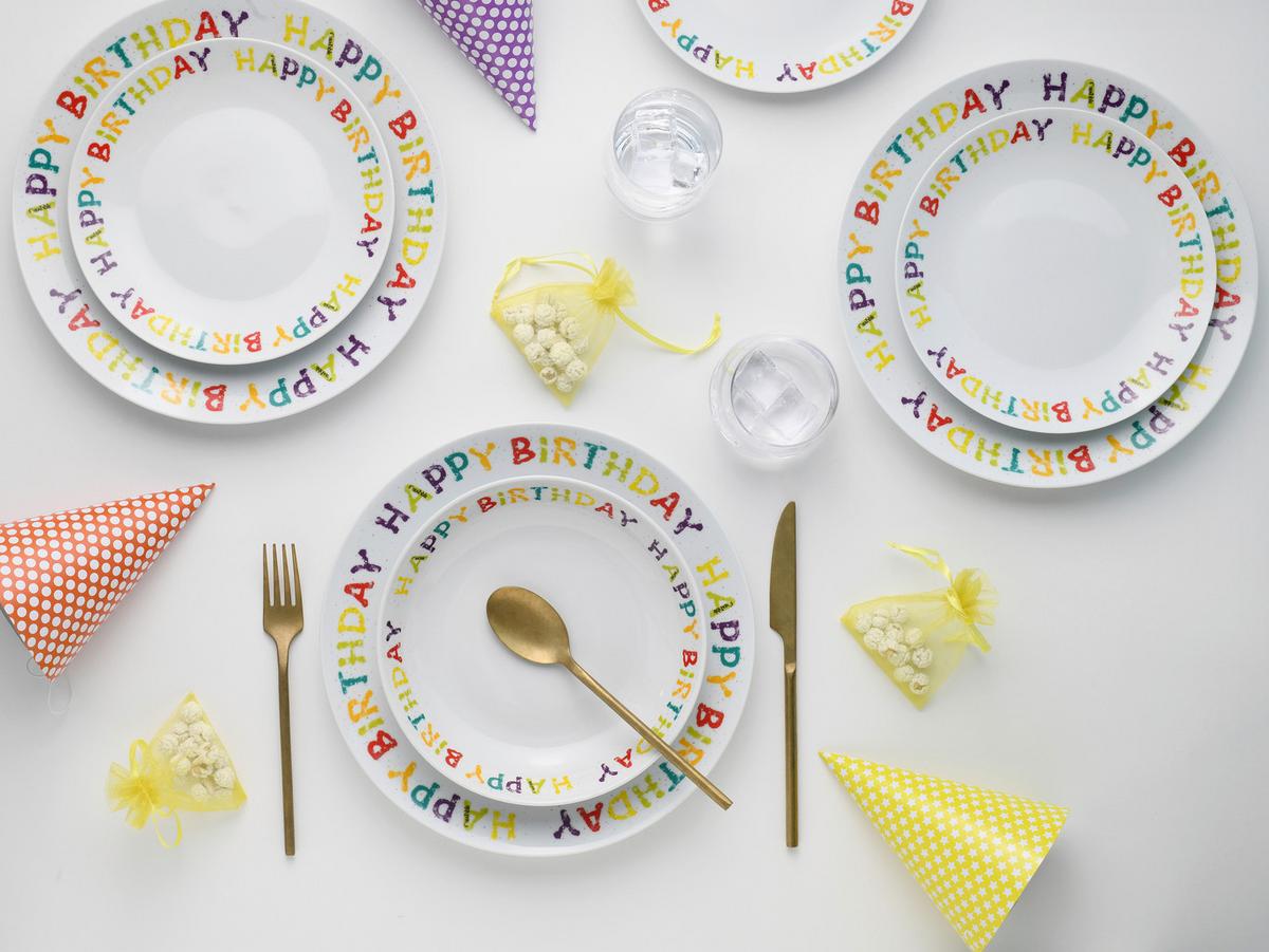 Tafelservice Happy Birthday Multicolor - Multicolor, Basics, Keramik - Creatable