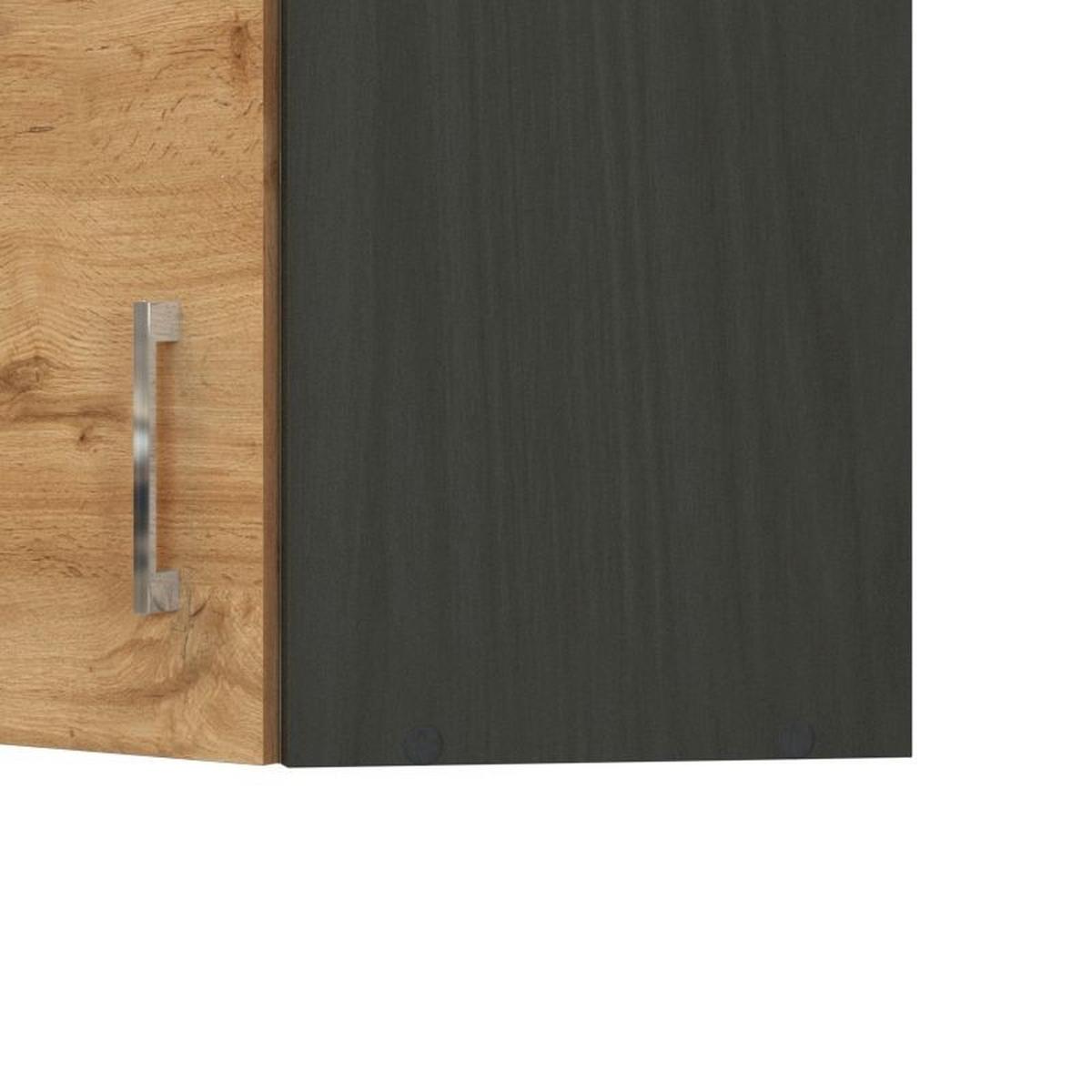 Eckoberschrank B: 60 cm Eiche Dekor 1 Drehtür - Anthrazit/Eiche Wotan, MODERN, Holzwerkstoff (60/57/60cm) - Held