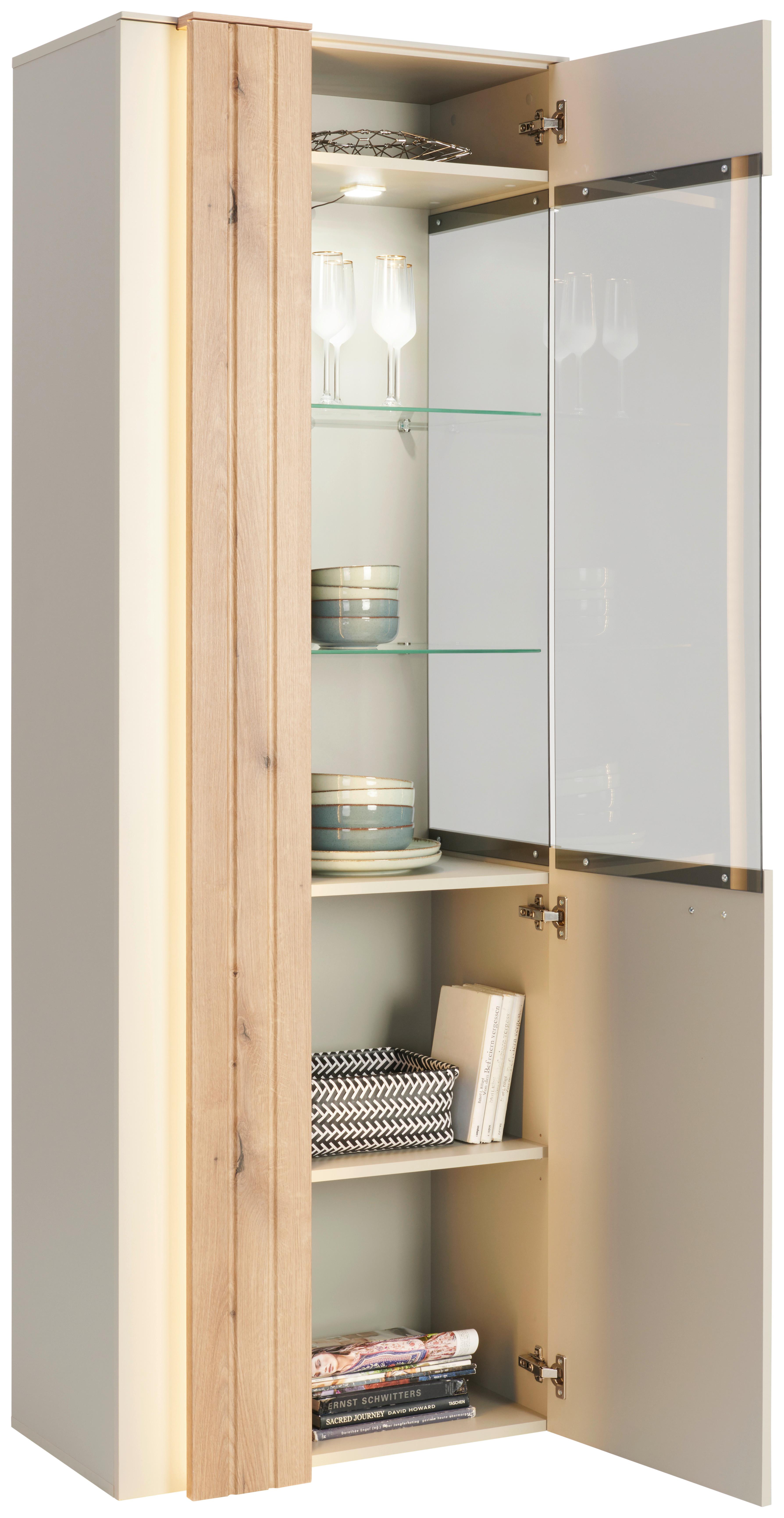 Vitrine mit teilverglaster Drehtüre