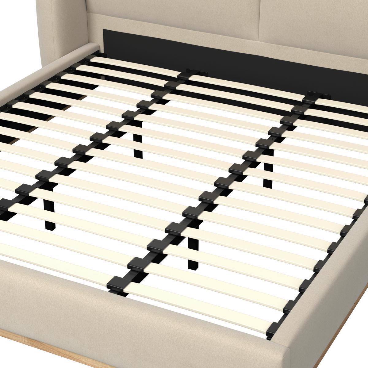 Čalúnená posteľ FRIDA 180x200 cm, béžová - svetlohnedá/čierna, Modern, kov/drevo (180/200cm) - Bessagi Home