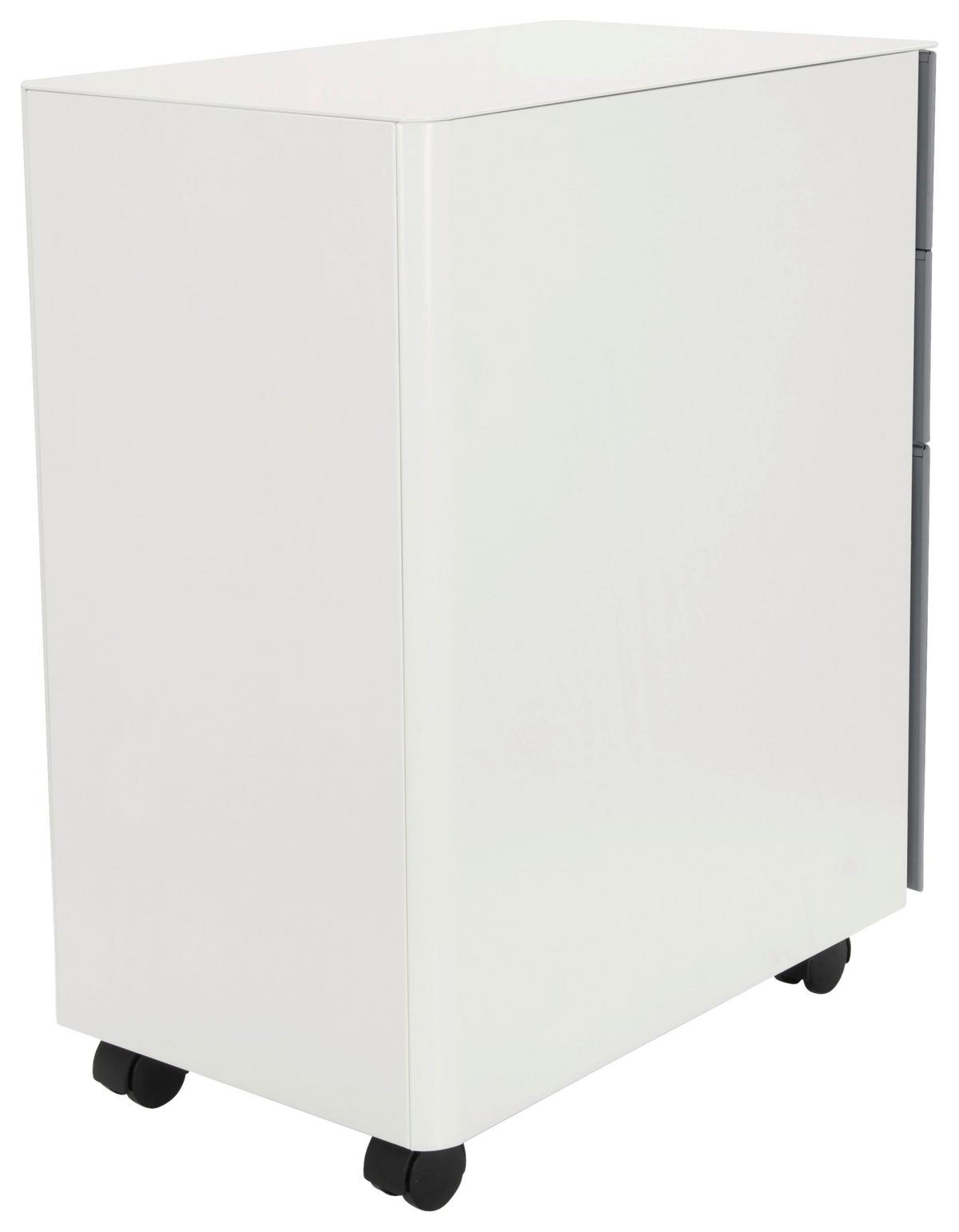 Rollcontainer Metall Grau/weiß Color I 30x59x50 Cm - Weiß/Grau, MODERN, Kunststoff/Metall (30/59/50cm) - MID.YOU