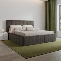 Čalouněná postel KAIA 180x200 cm, šedá - šedá/černá, Moderní, kov/dřevo (180/200cm) - Bessagi Home