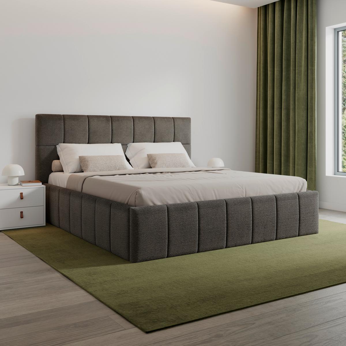 Čalouněná postel KAIA 180x200 cm, šedá - šedá/černá, Moderní, kov/dřevo (180/200cm) - Bessagi Home