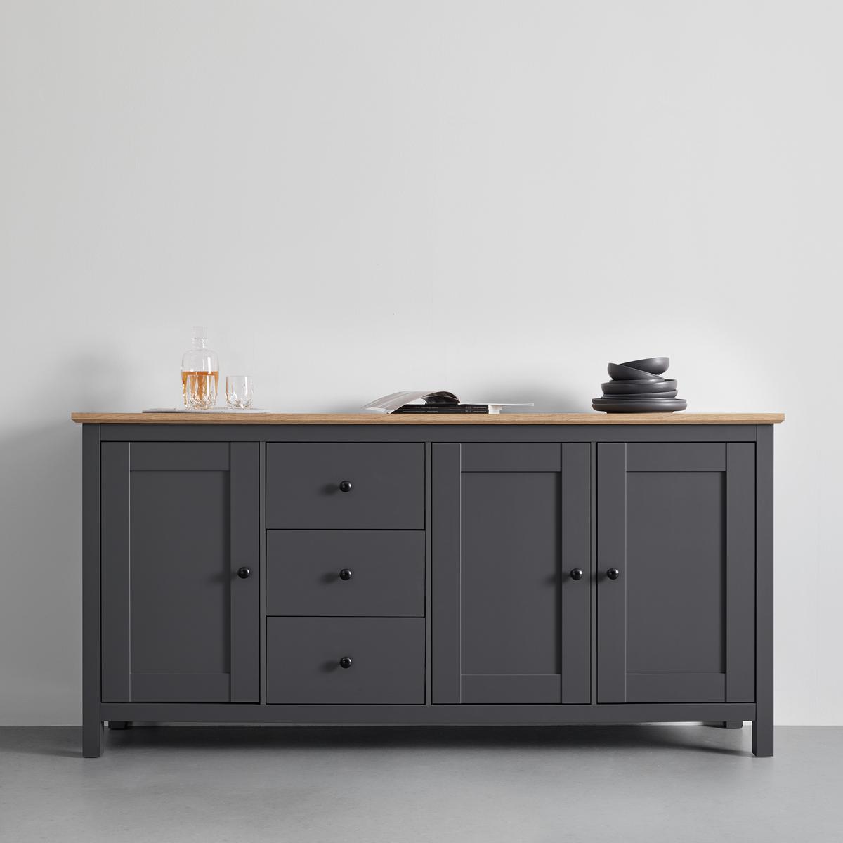 Trendová komoda Claudio š: 199cm - čierna/dub artisan, Modern, drevo/plast (199/96/44cm) - Bessagi Home
