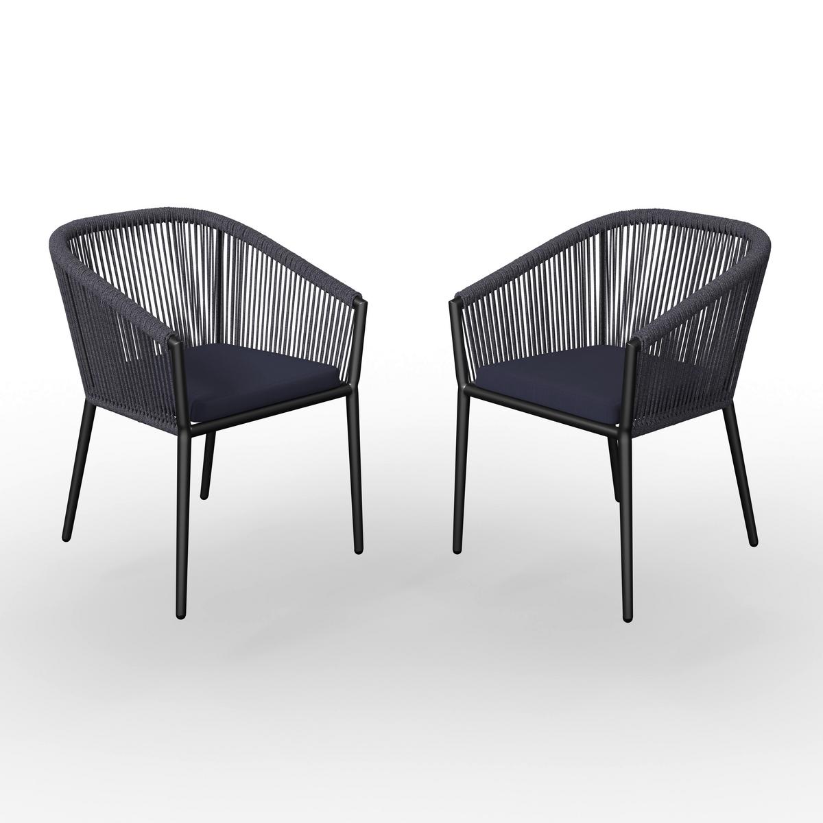 SADA ZAHRADNÍCH KŘESEL BENICIA - modrá/černá, Moderní, kov/textil (55/76/63cm) - Bessagi Garden