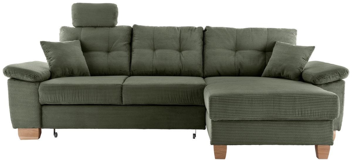 Ecksofa Brizzini Dunkelgrün S: 270x176 Cm - Dunkelgrün/Naturfarben, MODERN, Textil (270/176cm) - Livetastic
