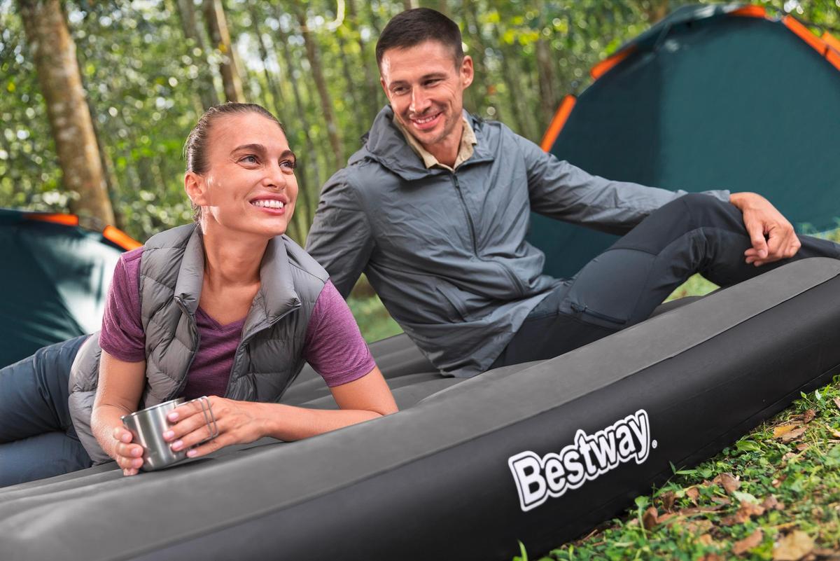 Luftbett Lisha 191x137x30 cm Bis 300kg, inkl. Pumpe - Dunkelgrau/Schwarz, KONVENTIONELL, Kunststoff/Metall (191/137/30cm) - Bestway