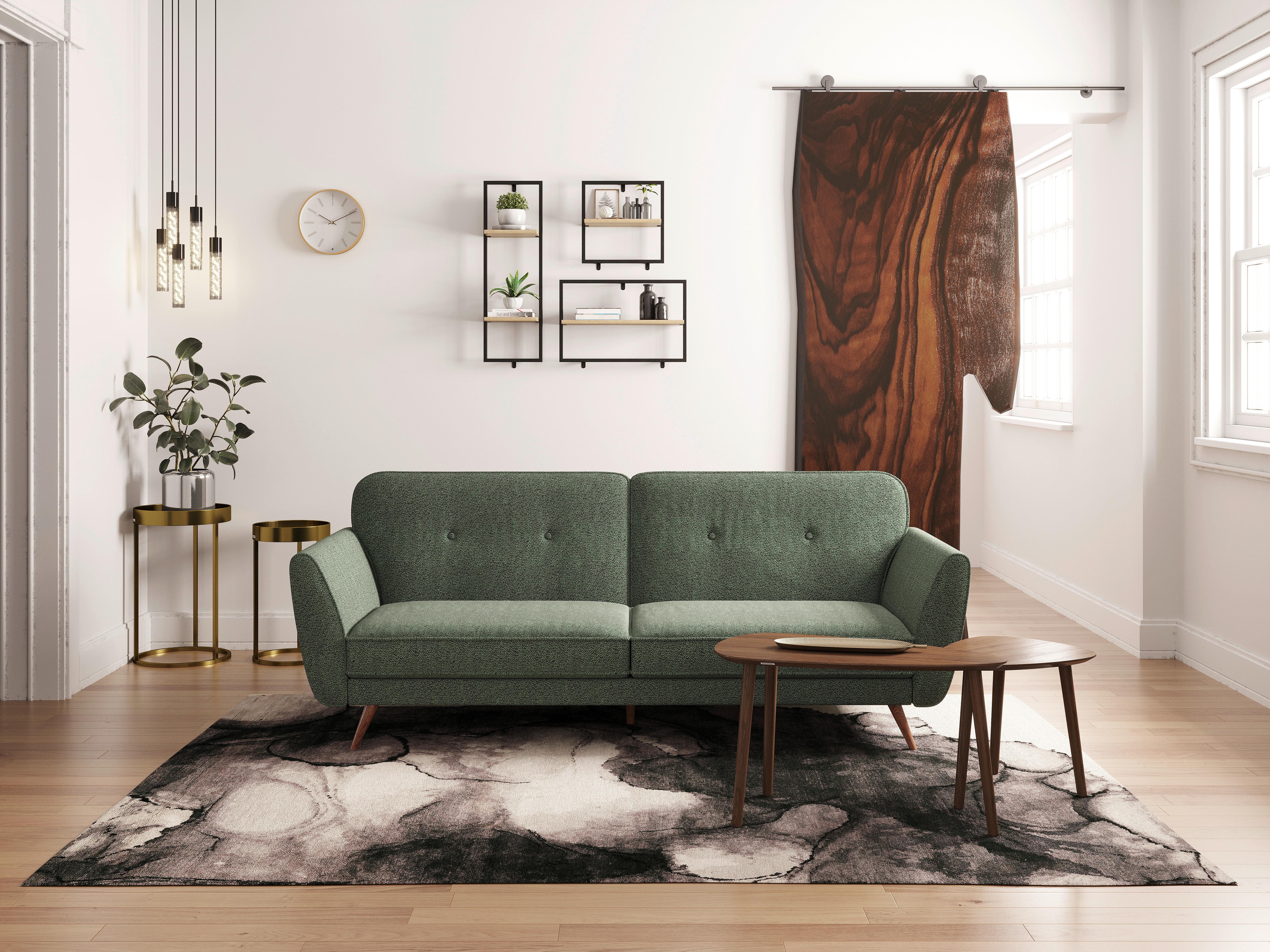 3-Sitzer-Sofa + Schlaffunktion Kopenhagen Tannengrün - Dunkelgrün/Grün, MODERN, Textil (222/87,5/83cm) - MID.YOU