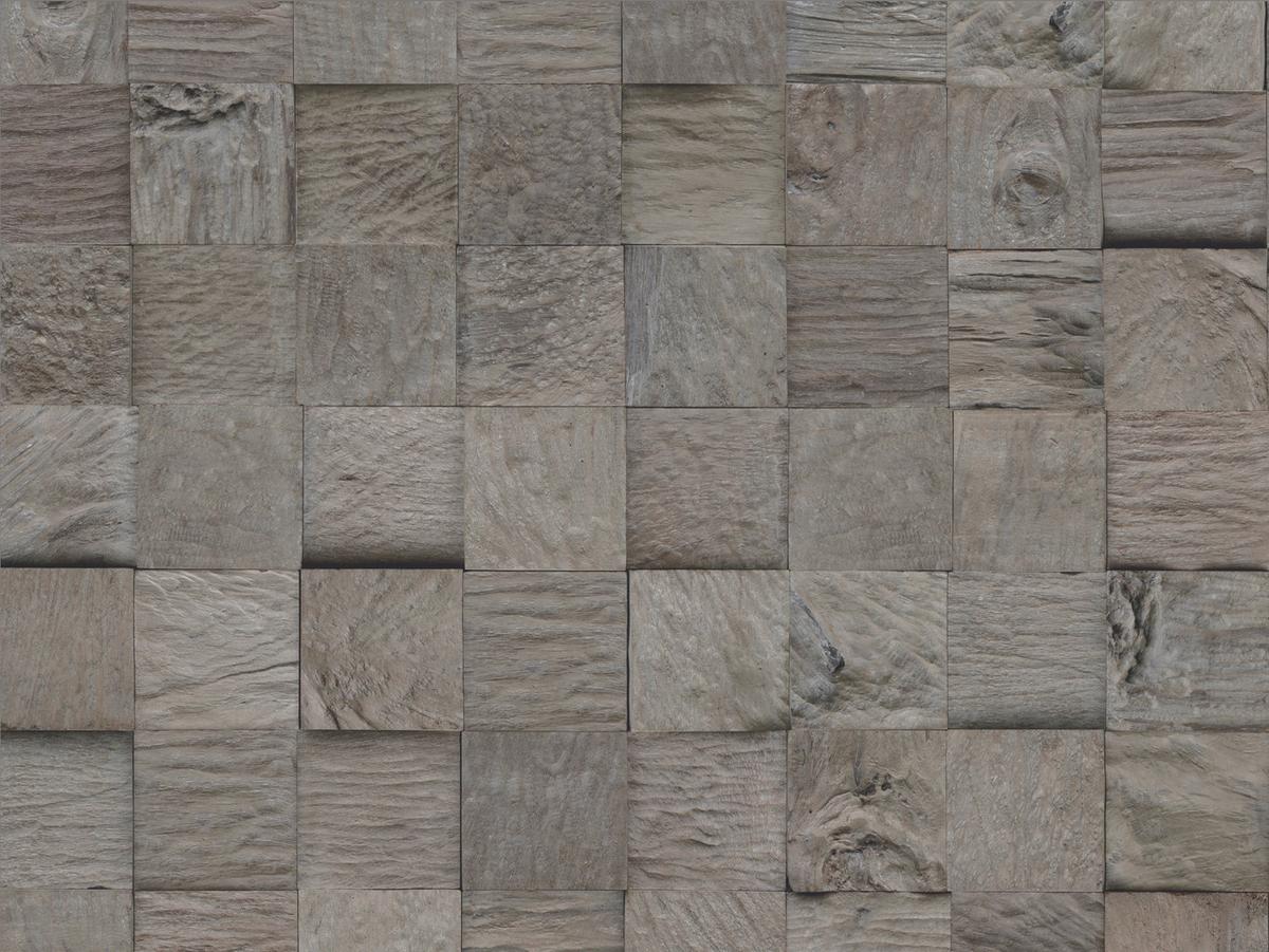 Wandverkleidung Teak Classic Cube Java - Grau, Basics, Holz (55.2/18.4/2cm)