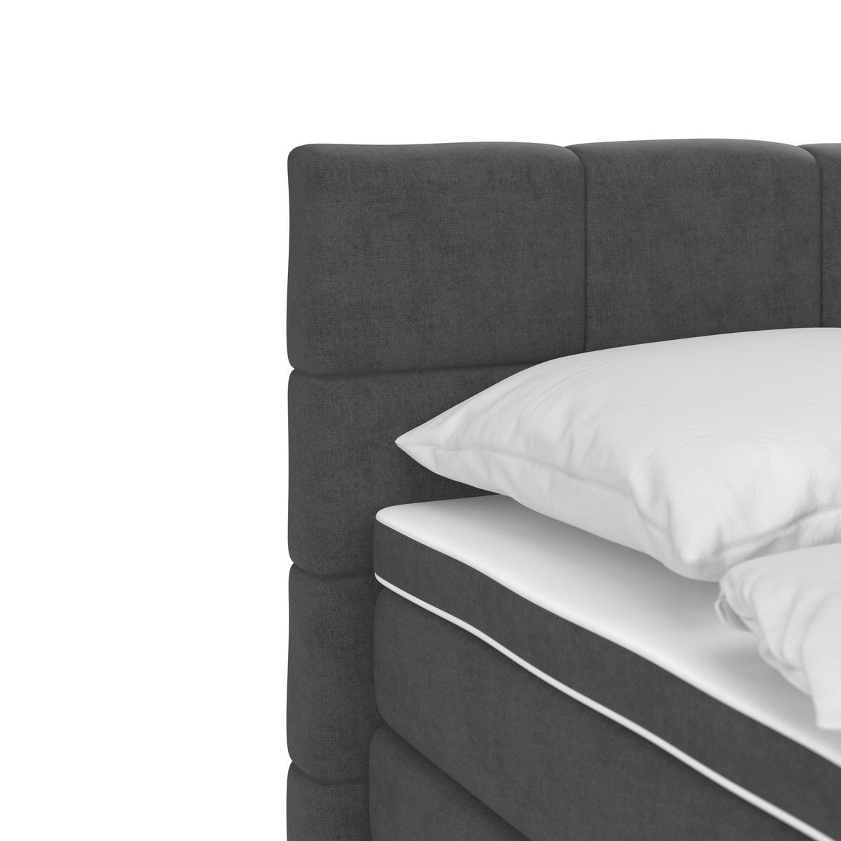 Boxspringbett mit Topper & Bettkasten 160x200 April - Graubraun/Schwarz, MODERN, Textil (160/200cm)