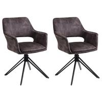 Armlehnstuhl Estelle Schwarz/ Anthrazit Gepolstert 2er-Set - Anthrazit/Schwarz, KONVENTIONELL, Textil/Metall (57/84/61cm) - MID.YOU