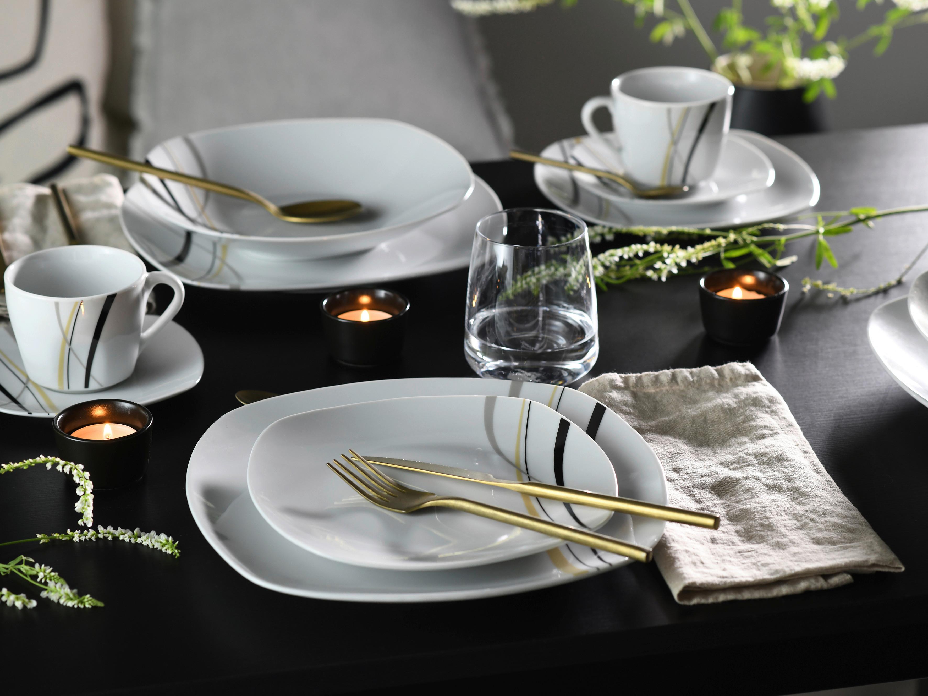 Kaffeeservice Square City Line 18--Teilig., Weiß - Weiß, Trend, Keramik - Creatable
