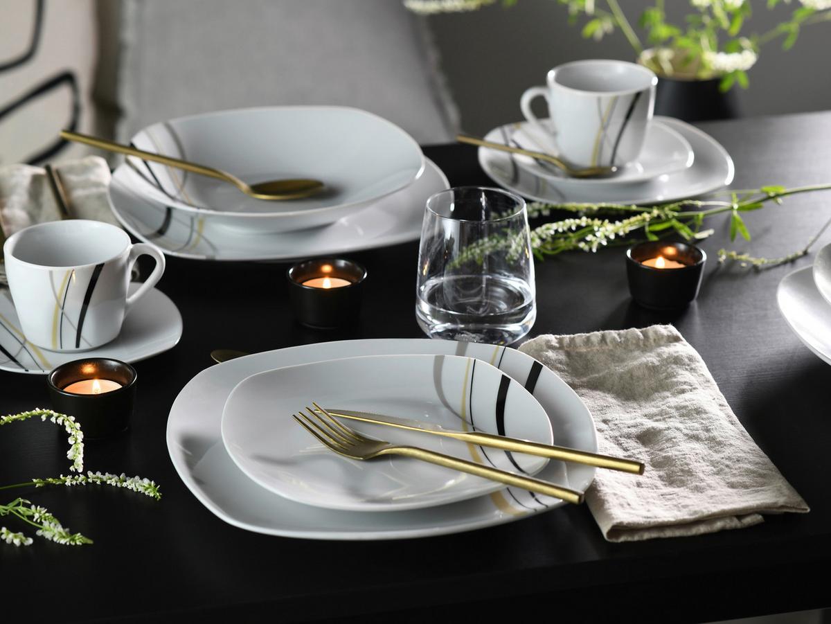 Kaffeeservice Square City Line 18--Teilig., Weiß - Weiß, Trend, Keramik - Creatable