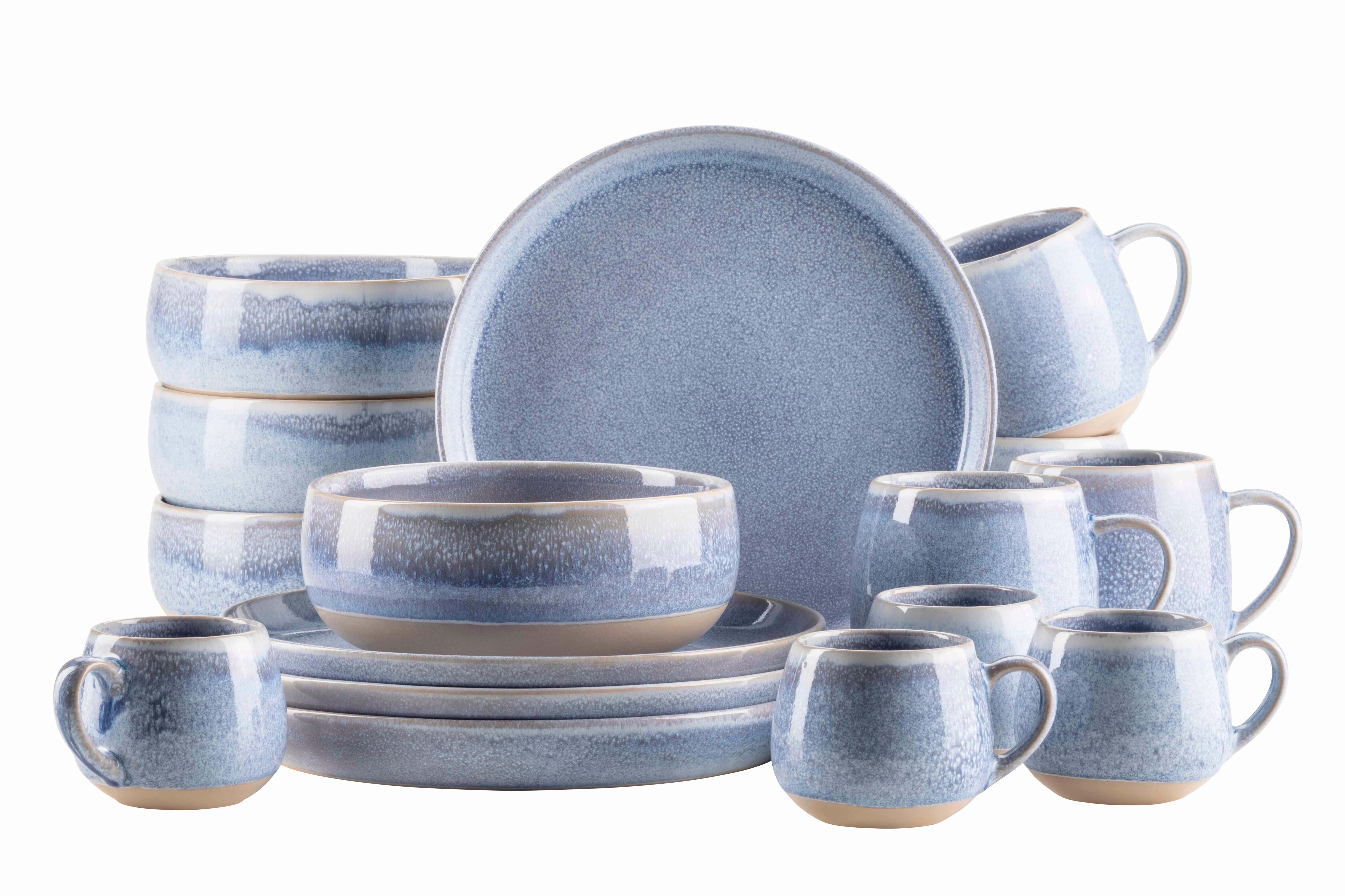 fürhstücksserviceset 16 -Teilig. Blau/Braun - Blau/Braun, Basics, Keramik - Mäser