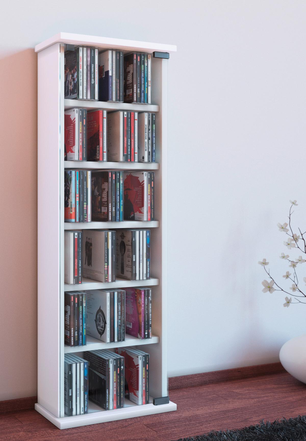 CD Regal mit Glastür Vetro 31 cm Weiß - Weiß, KONVENTIONELL, Glas/Holzwerkstoff (31/92/18cm) - MID.YOU