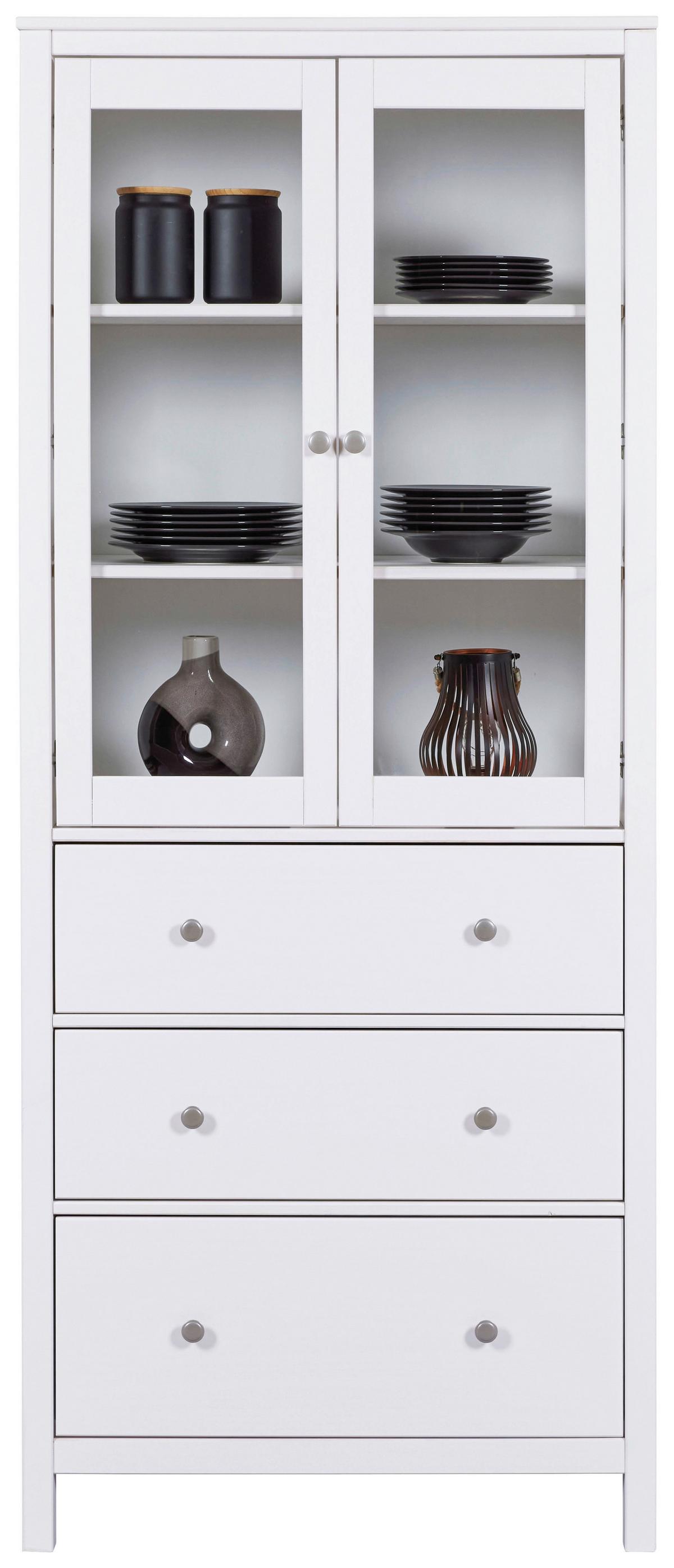 Vitrine Chilly Home - Weiß, Design, Glas/Holz (82/197/40cm) - Livetastic