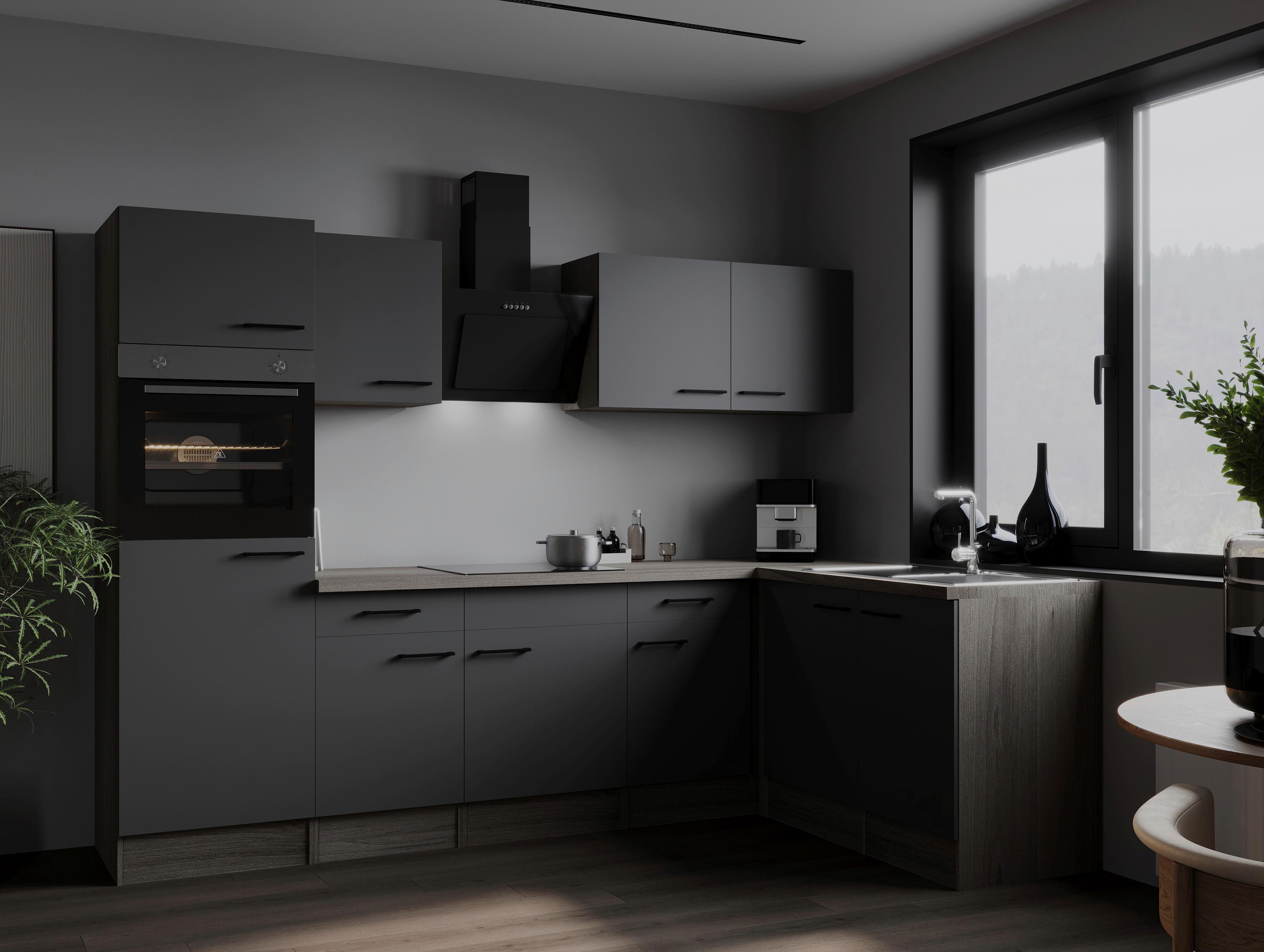 Eckküche Oliver Grau, Eiche Dekor S: 280x172cm - Eichefarben/Grau, Design, Holzwerkstoff (280/172cm) - Respekta