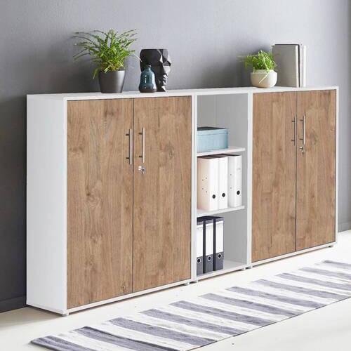 Office Edition B: 213 cm Eichefarben/Weiß - Eichefarben/Weiß, MODERN, Holzwerkstoff (213/113/33cm) - MID.YOU
