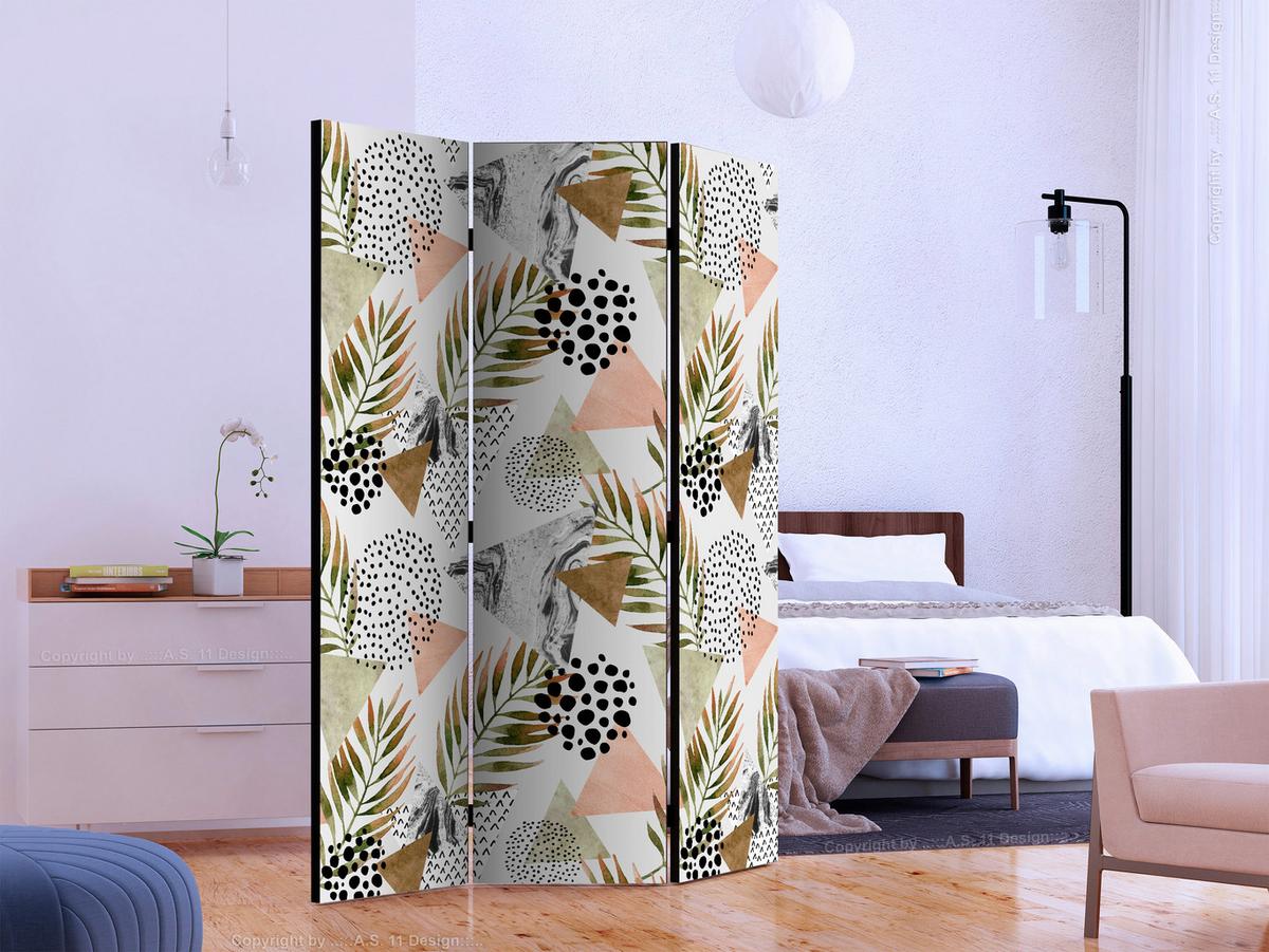 Paravent Weiß Beige B: 135 Cm - Beige/Weiß, Basics, Holz/Textil (135/172/3cm) - artgeist