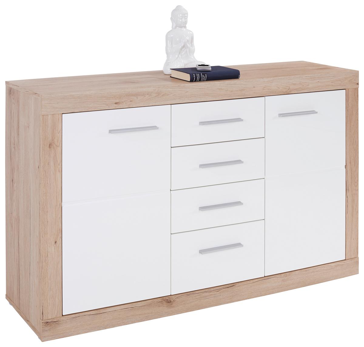 ŠIROKÁ KOMODA MALTA - čierna/biela, Modern, kompozitné drevo/plast (138/86/35cm)