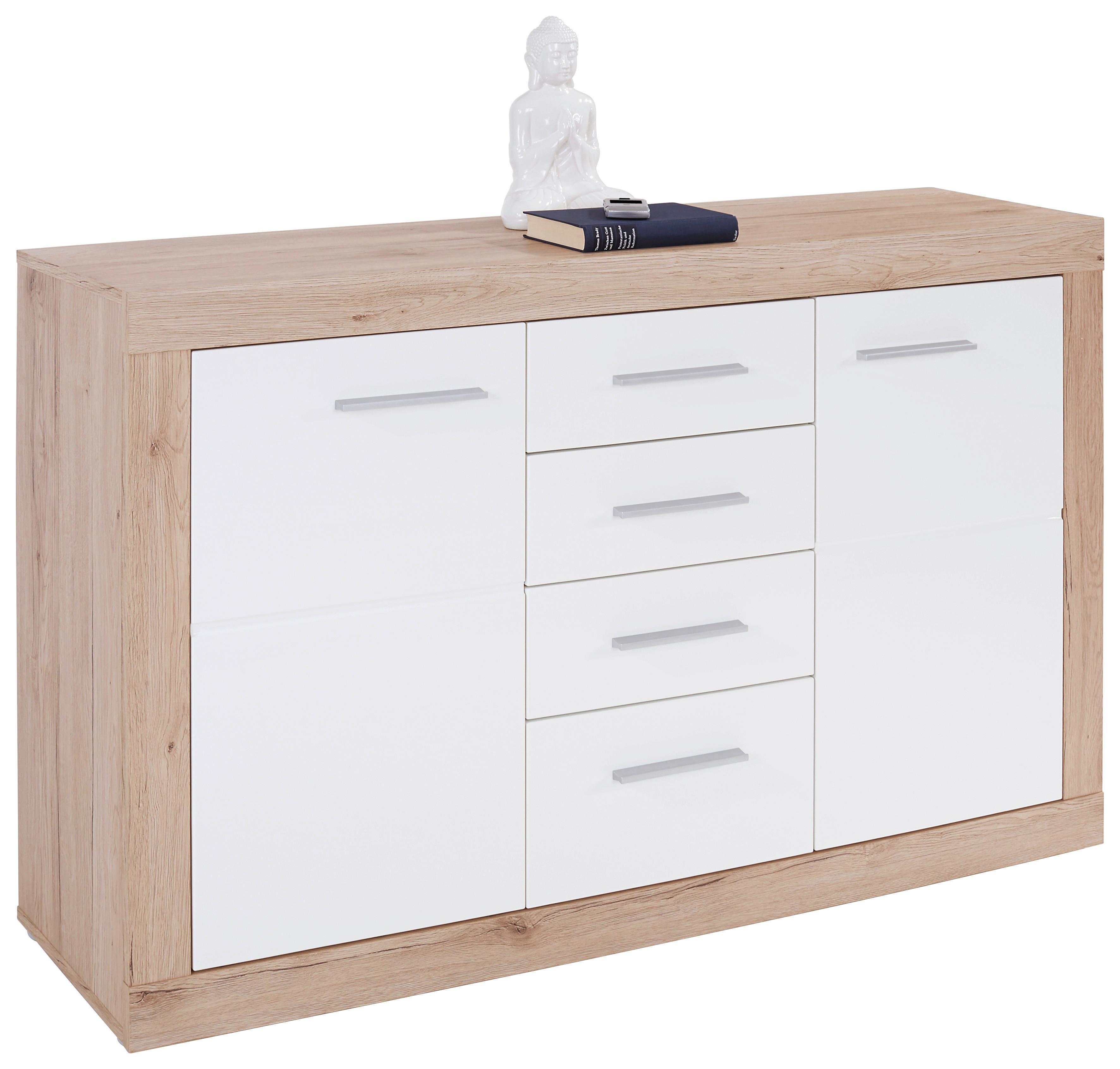 Sideboard B: 138 cm Malta, San Remo Eiche Dekor/Weiß