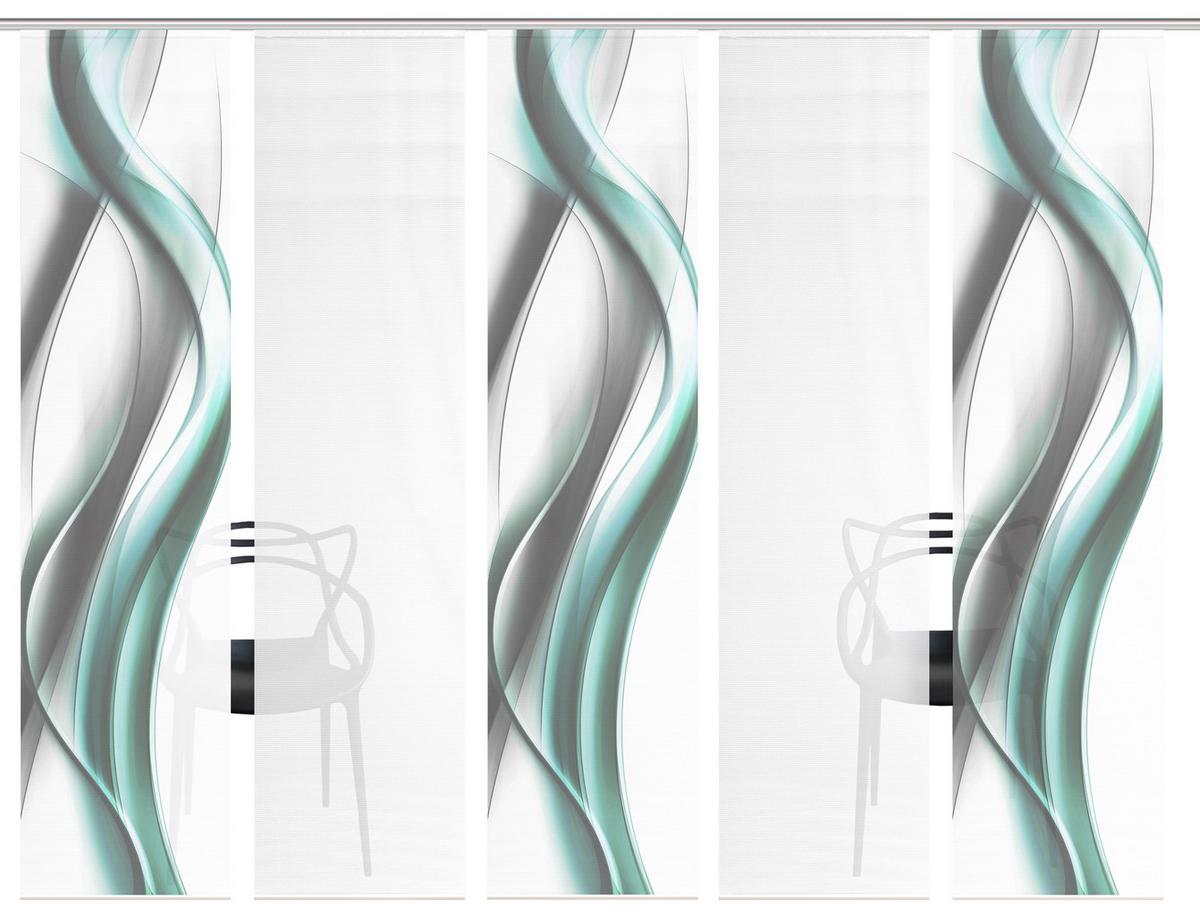 Flächenvorhang Cara 5er Set - Weiß/Grau, Design, Textil (60/260cm)