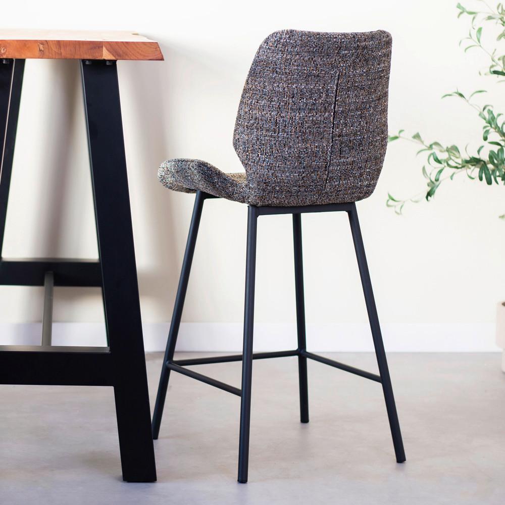 Barhocker-Set Barron - Dunkelgrau/Schwarz, Design, Textil/Metall (47/99/55cm) - MID.YOU