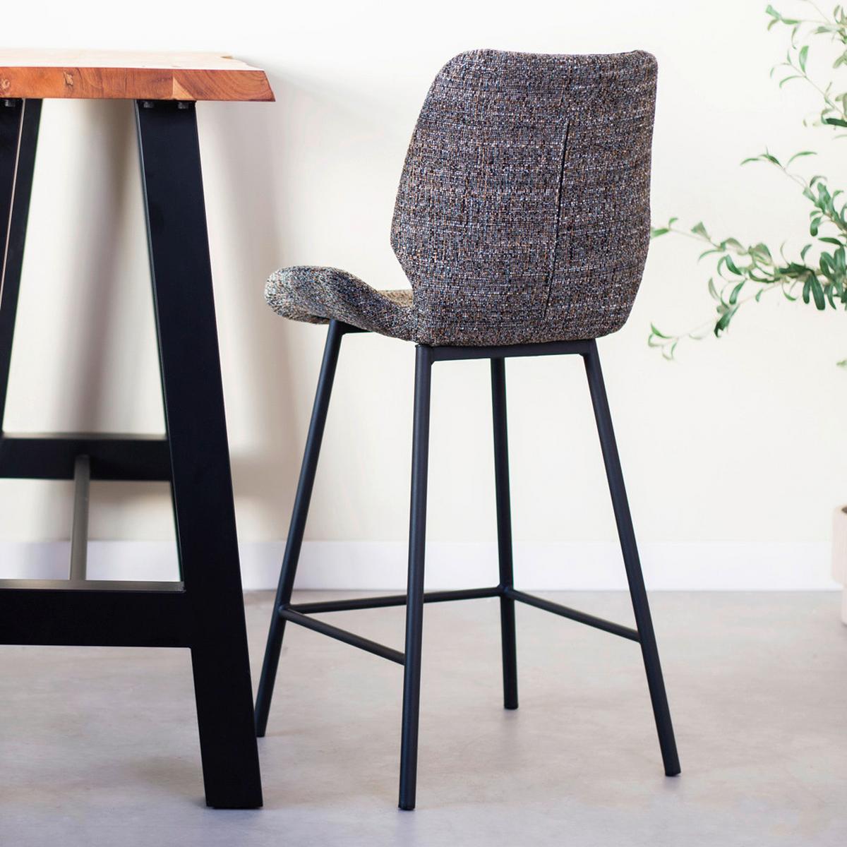 Barhocker-set Barron - Dunkelgrau/Schwarz, Design, Textil/Metall (47/99/55cm) - MID.YOU