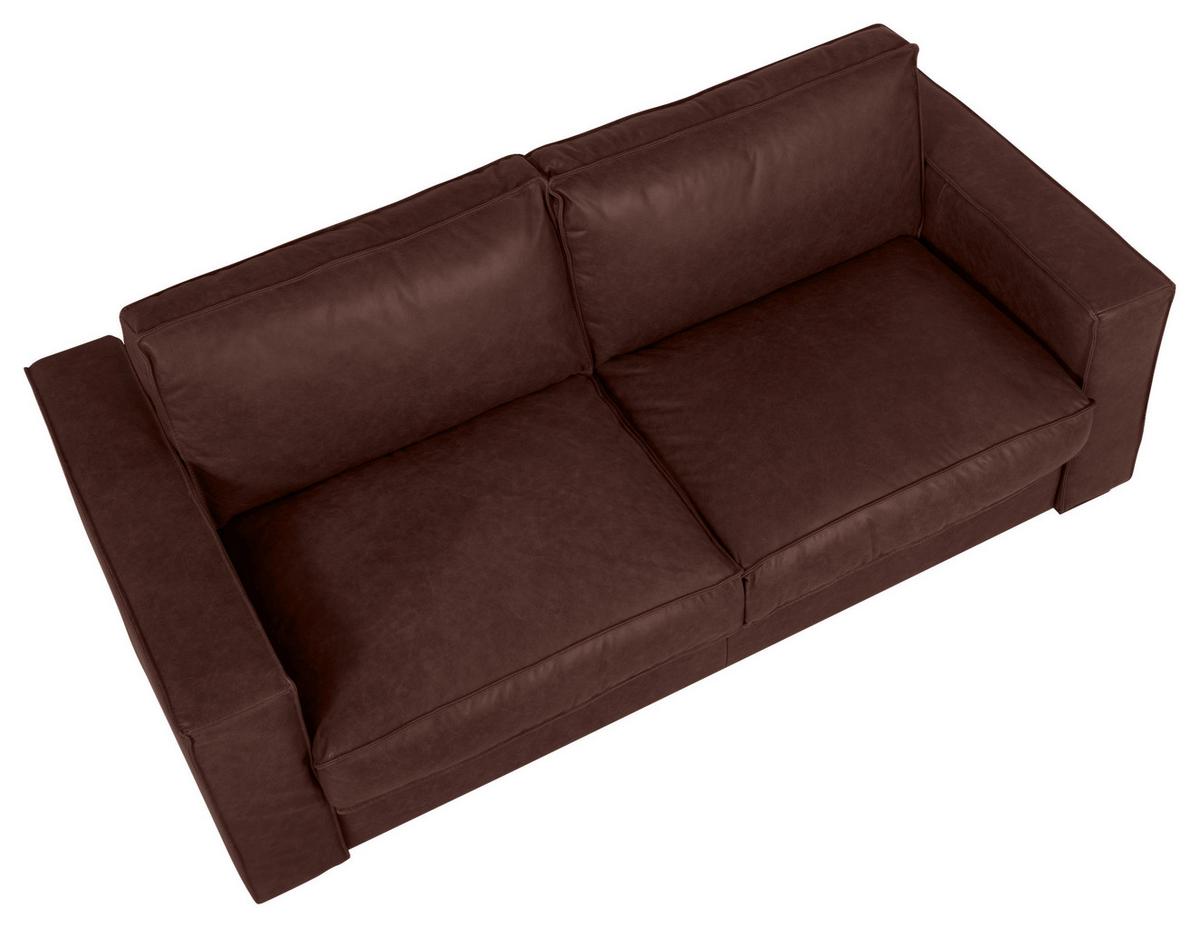 Schlafsofa Texas Braun Anilinleder, B: 203 Cm - Dunkelbraun/Braun, Design, Leder (203/85/99cm) - MID.YOU